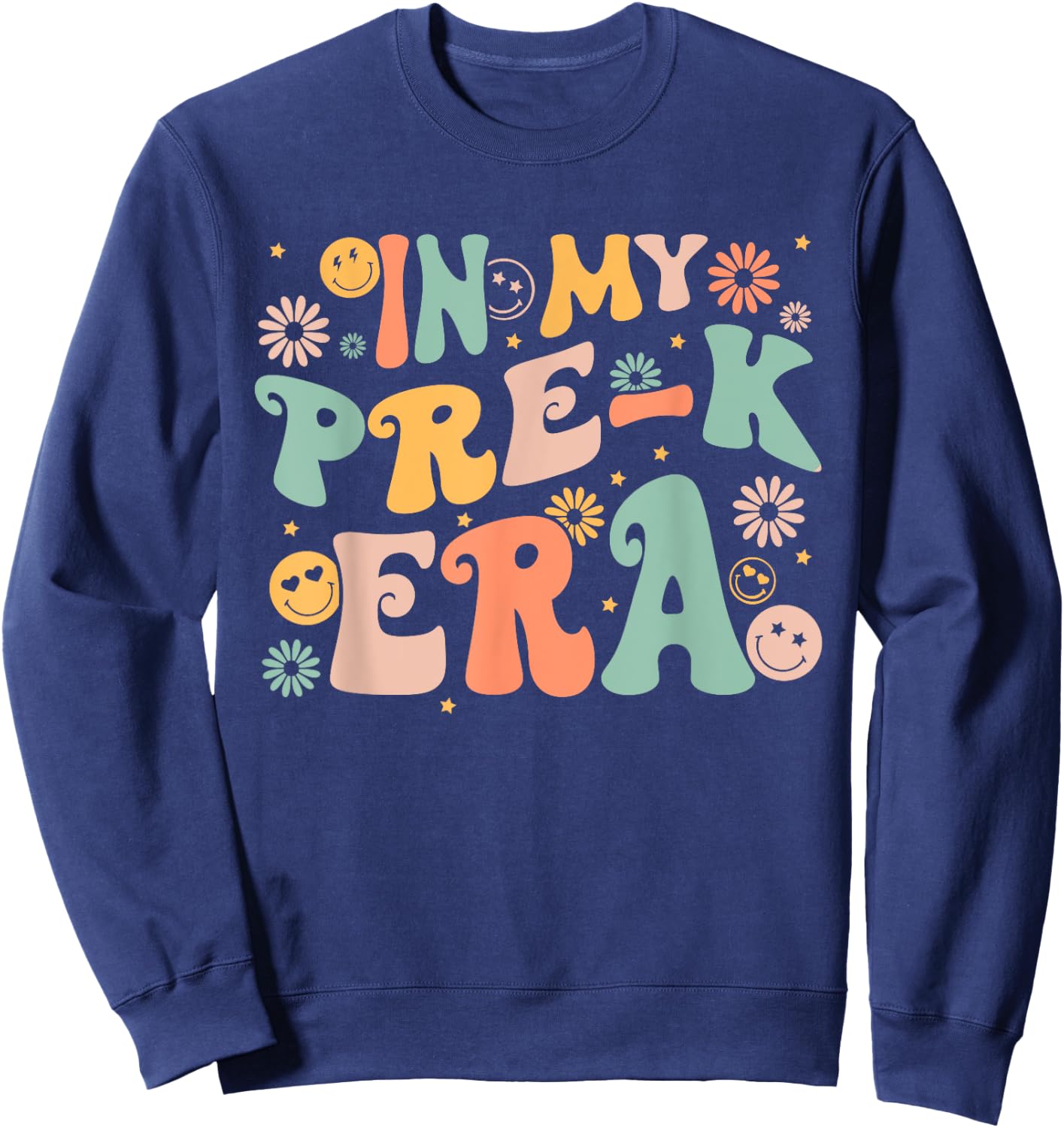 In My Pre-K Era Retro Back to School Teacher Student Sweatshirt - Sweatshirt | Navy