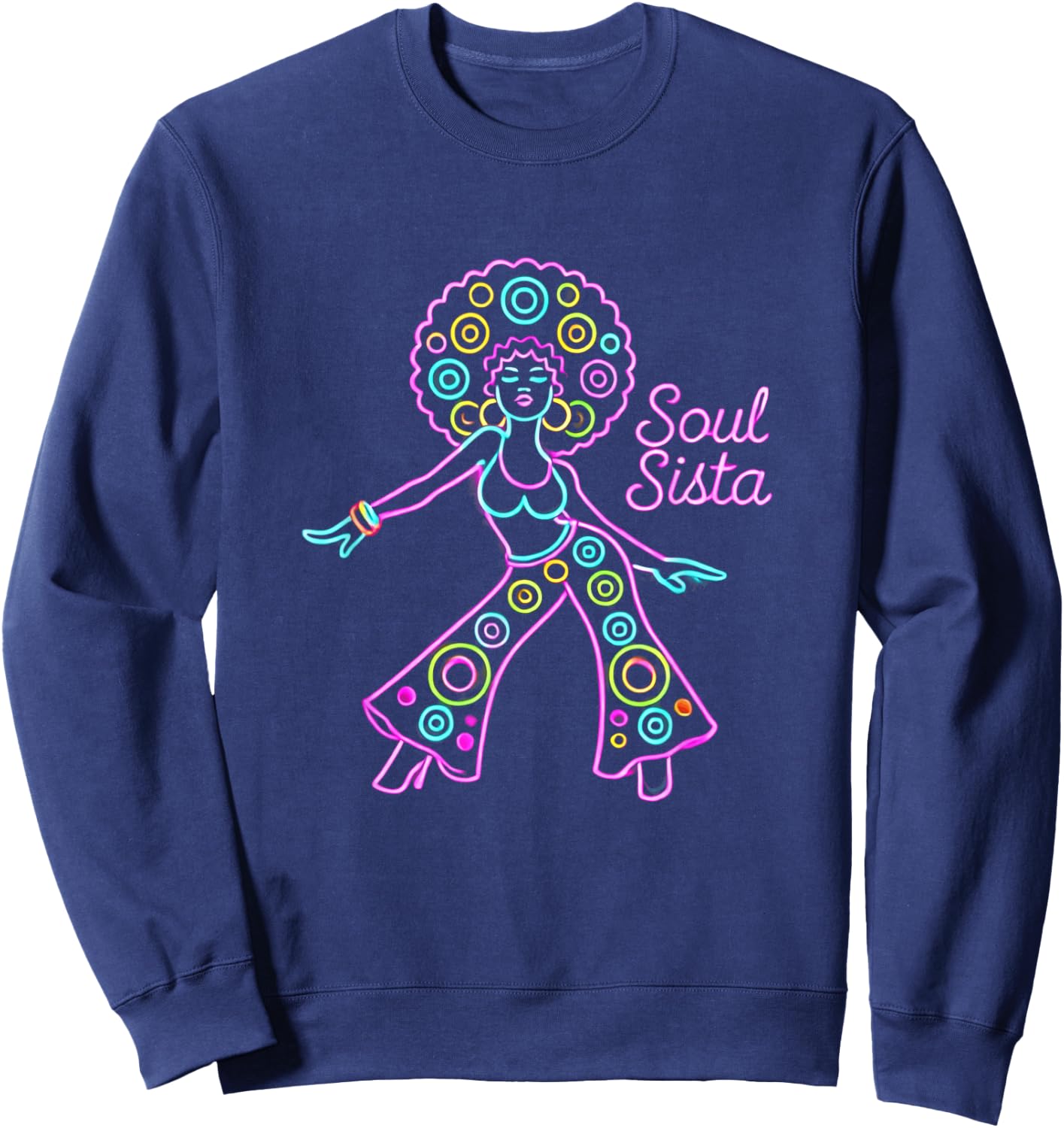 Soul Sista 70s Soul Music Retro Disco Black Funk Afro Girl Sweatshirt - Sweatshirt | Navy