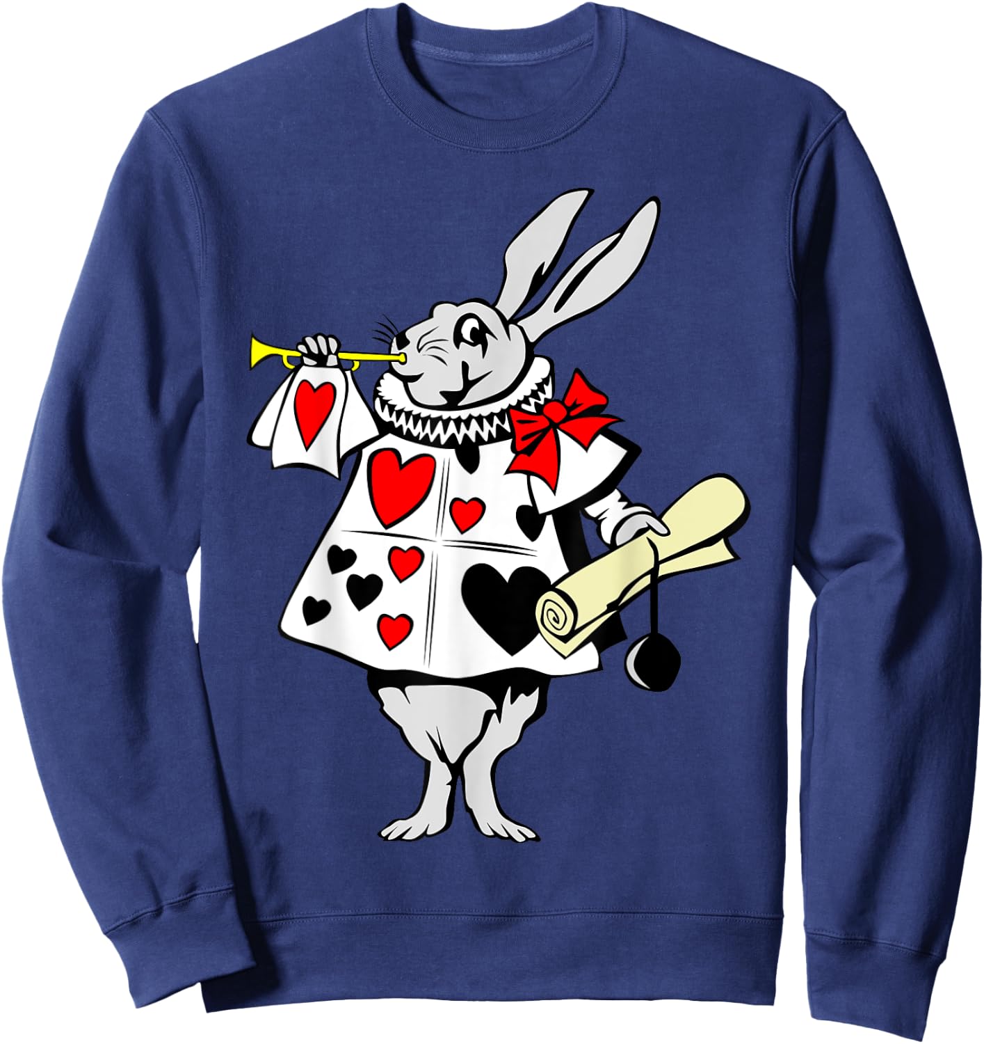 Alice in Wonderland Rabbit easter bunny playing music Sweatshirt - Sweatshirt | Navy