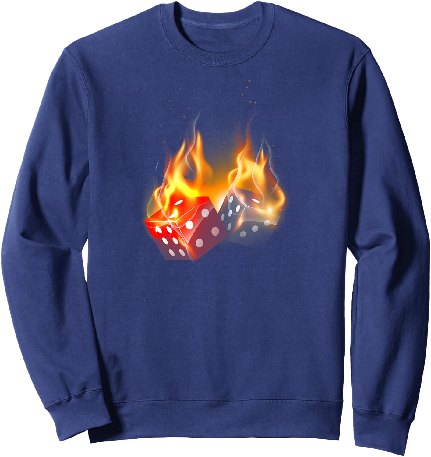 Las Vegas Casino Dice Flame Fire Cool Sweatshirt - Sweatshirt | Navy