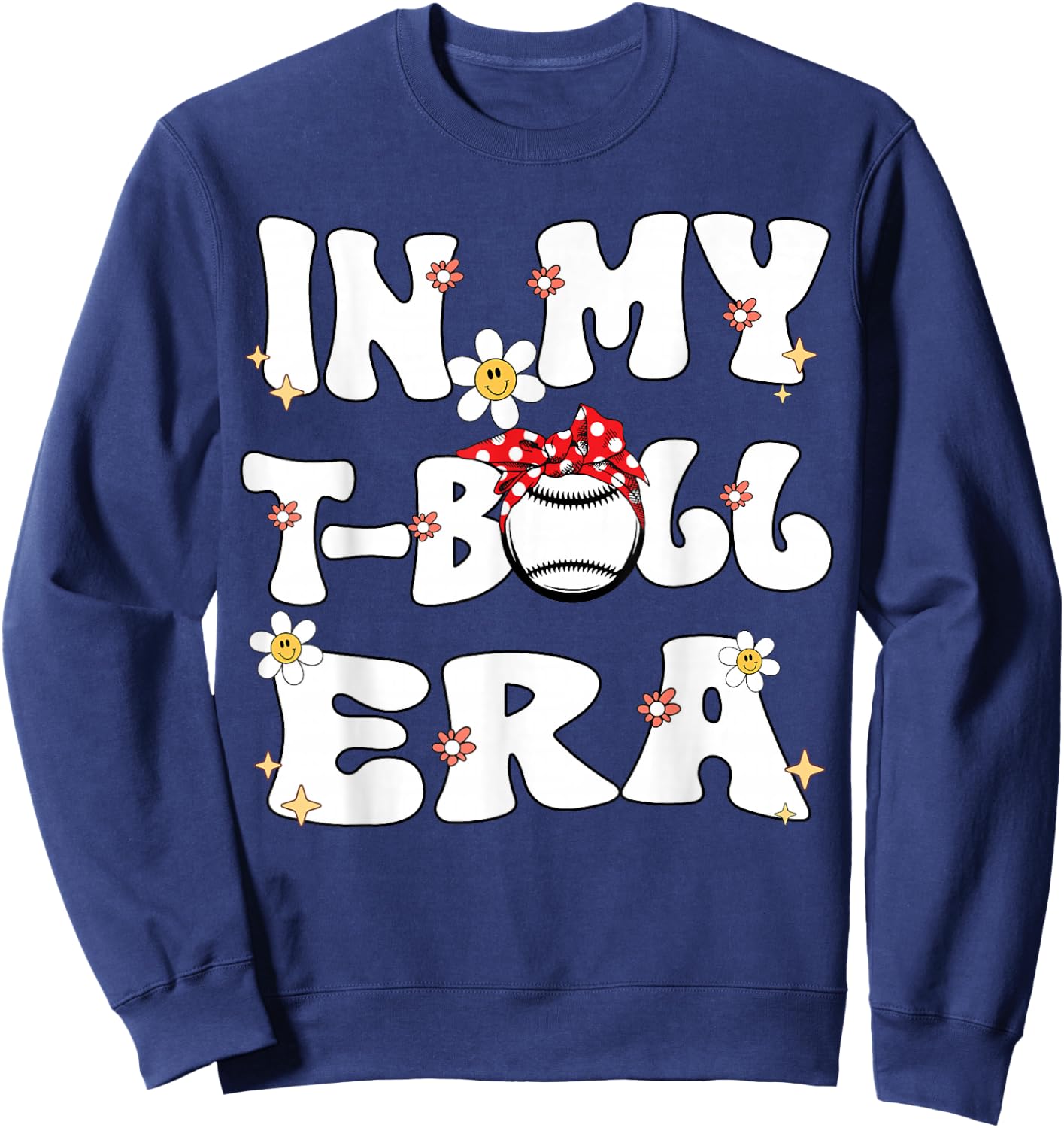 In My Tball Era Retro Groovy T ball ball Kids Girl Boy Sweatshirt - Sweatshirt | Navy