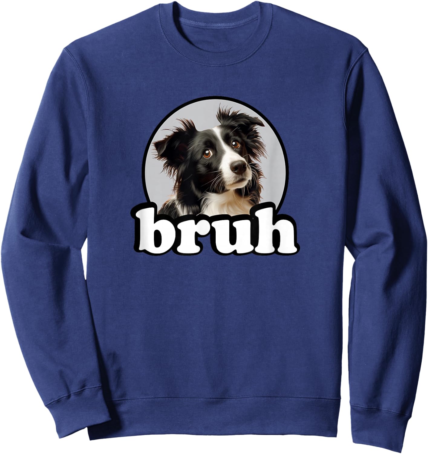 Kids Bro Bruh Black & White Border Collie Lover Sweatshirt - Sweatshirt | Navy
