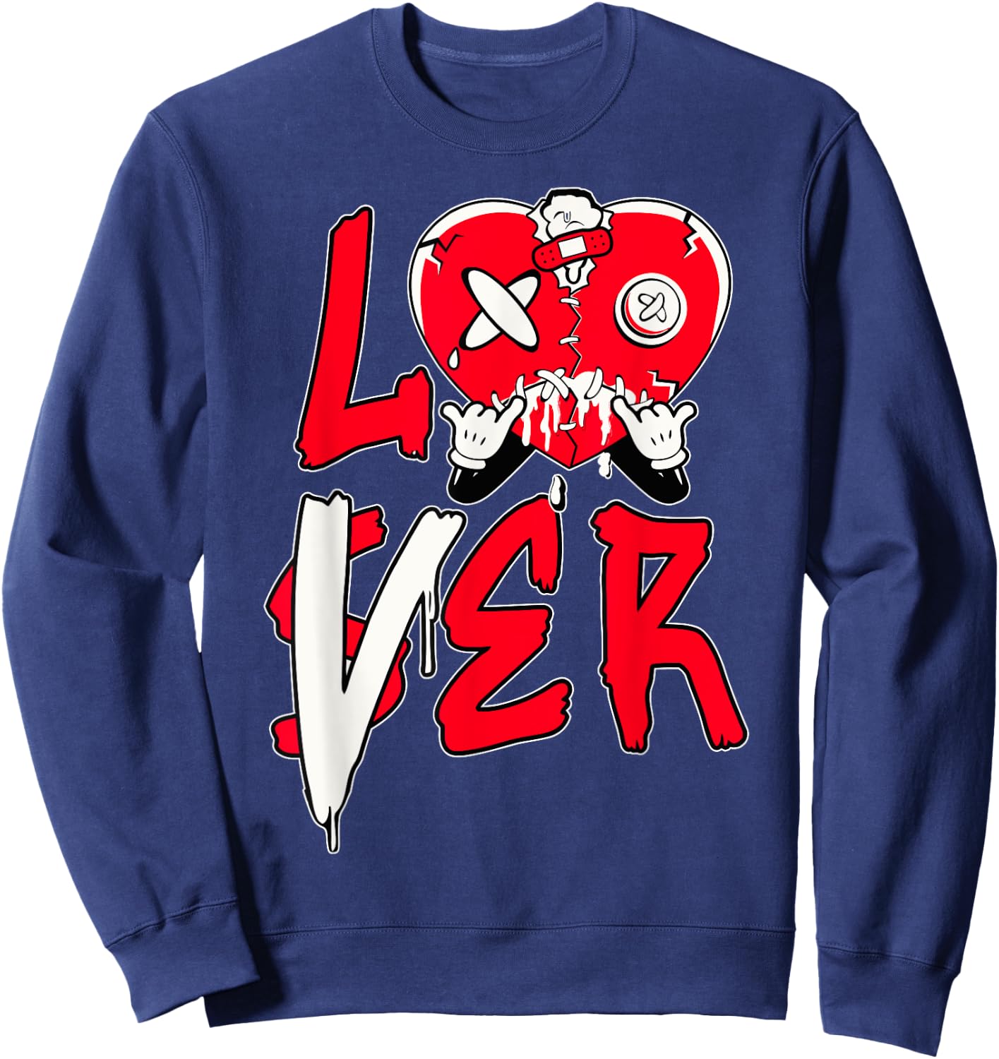 Red Loser Lover Pink Drip Heart Matching Women Sweatshirt - Sweatshirt | Navy