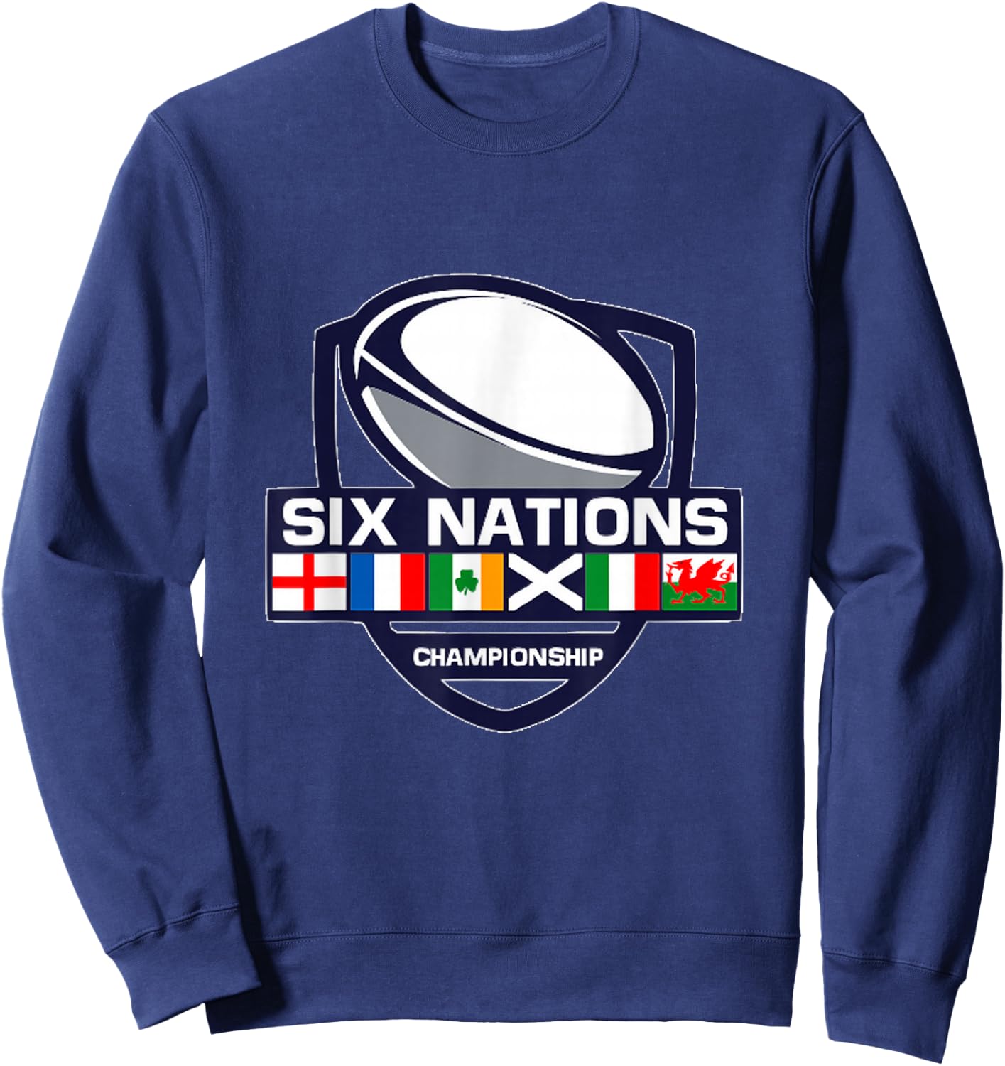 Rugby 6 Nations Apparel Six Nations , Men-Adults, , Short Sleeve, Black, Small, Cotton 65%, Polyester 35% Sweatshirt - Sweatshirt | Navy