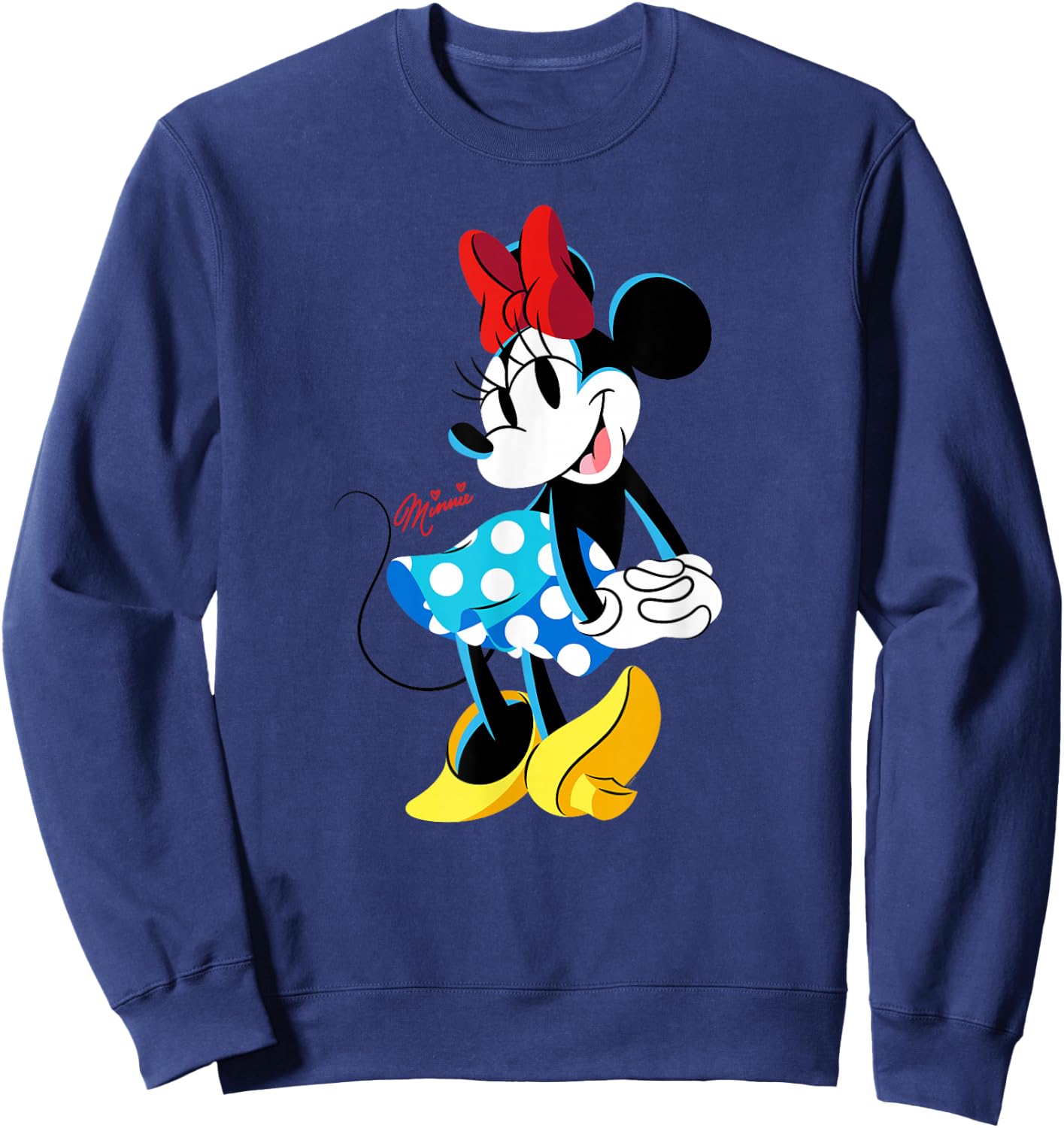 Disney Minnie Mouse Polka-Dot Skirt Cute Retro Vintage Pose Sweatshirt - Sweatshirt | Navy