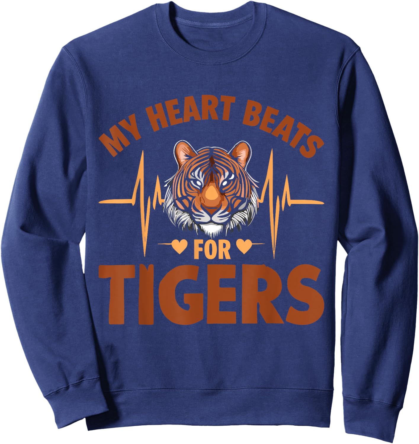 Tiger Wild Cat My Heart Beats For Tigers Sweatshirt - Sweatshirt | Navy