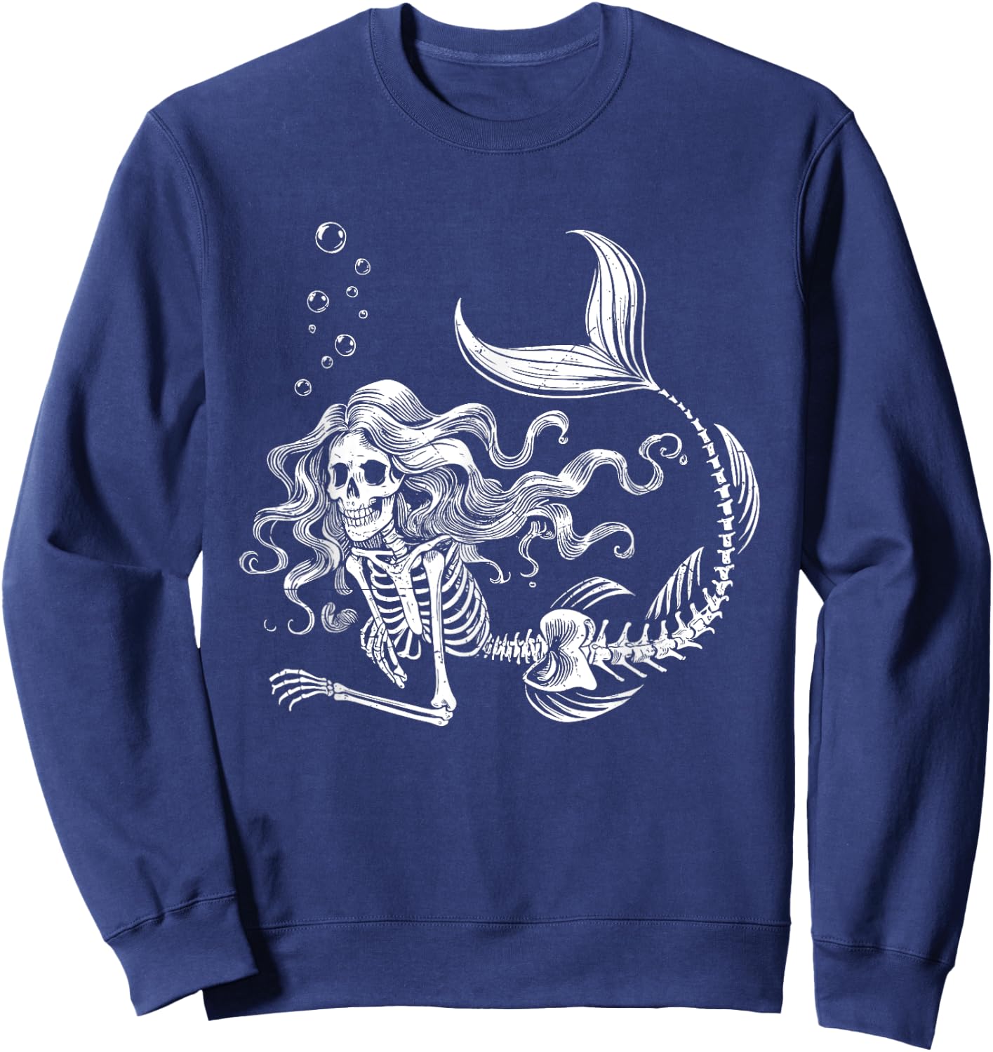 Funny Mermaid Skeleton Halloween Costume Women Girls Kids Sweatshirt - Sweatshirt | Navy