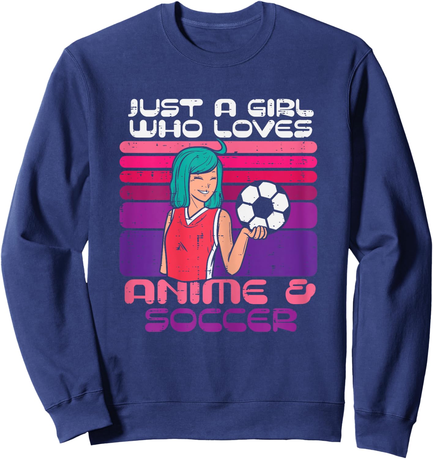 Girl Who Loves Anime Soccer Football Japaese Manga Otaku Sweatshirt - Sweatshirt | Navy
