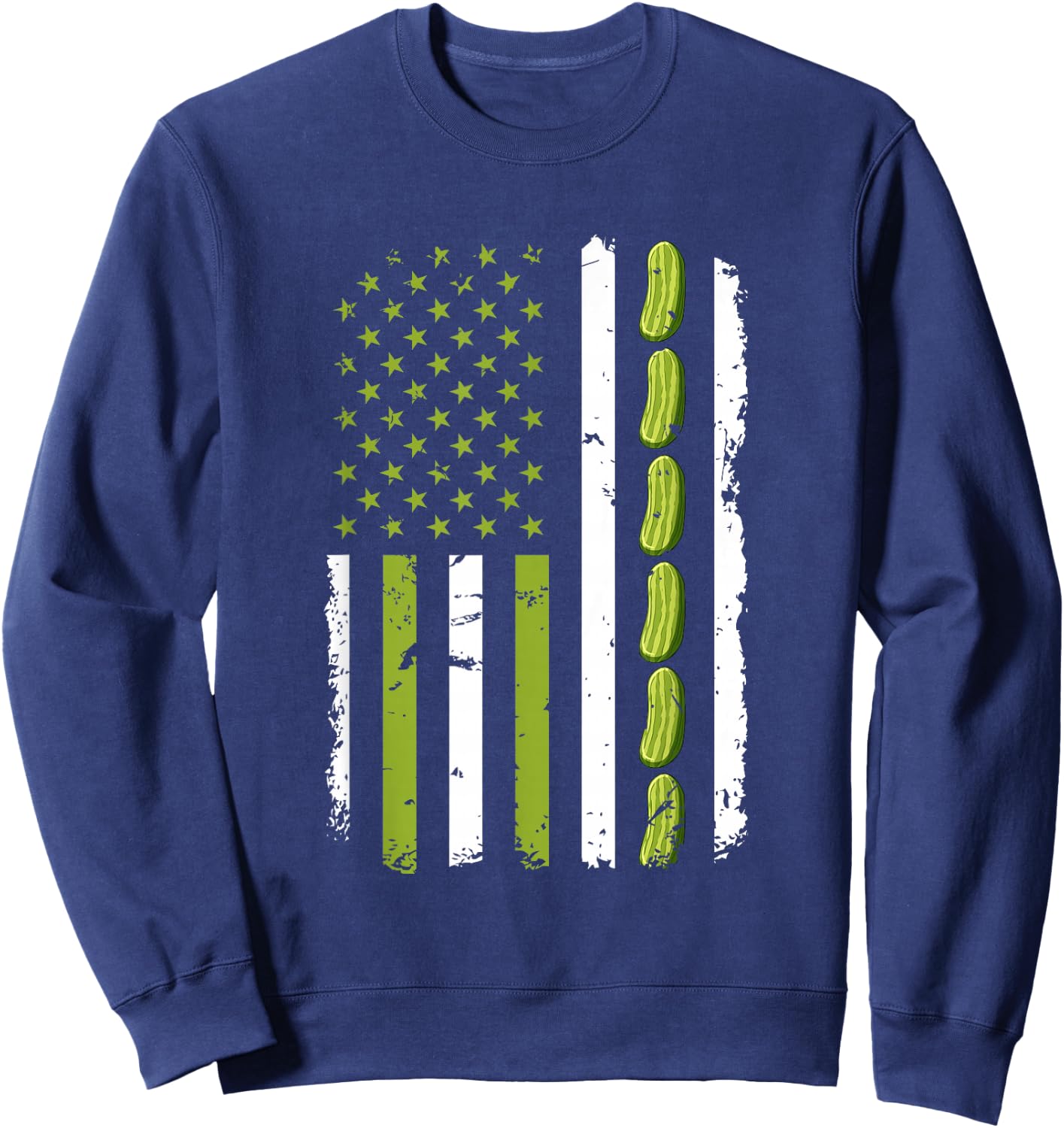 Pickle Cucumber USA American Flag Pickle Lovers 4th of July Sweatshirt - Sweatshirt | Navy