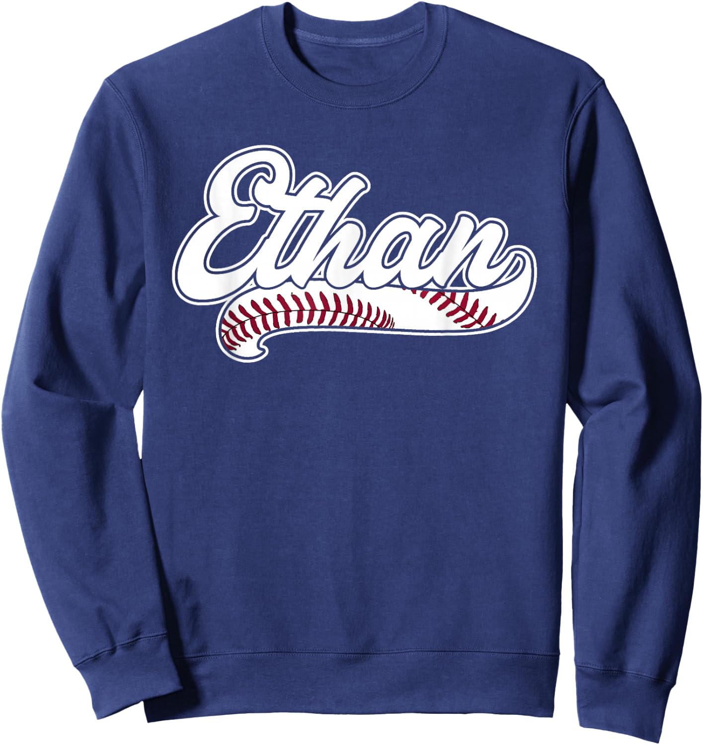 Ethan Personalized Baseball Fan Birthday Name Sweatshirt - Sweatshirt | Navy