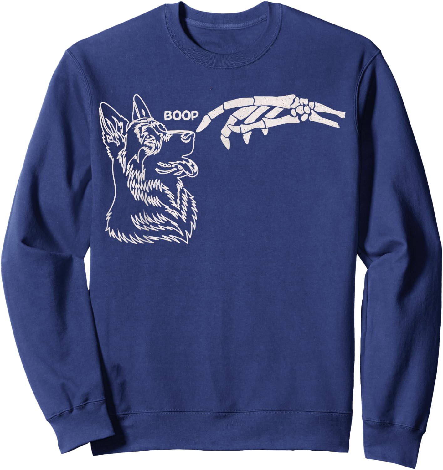Cute Dog Skeleton Hand Boop Halloween Women Girls Kids Sweatshirt - Sweatshirt | Navy
