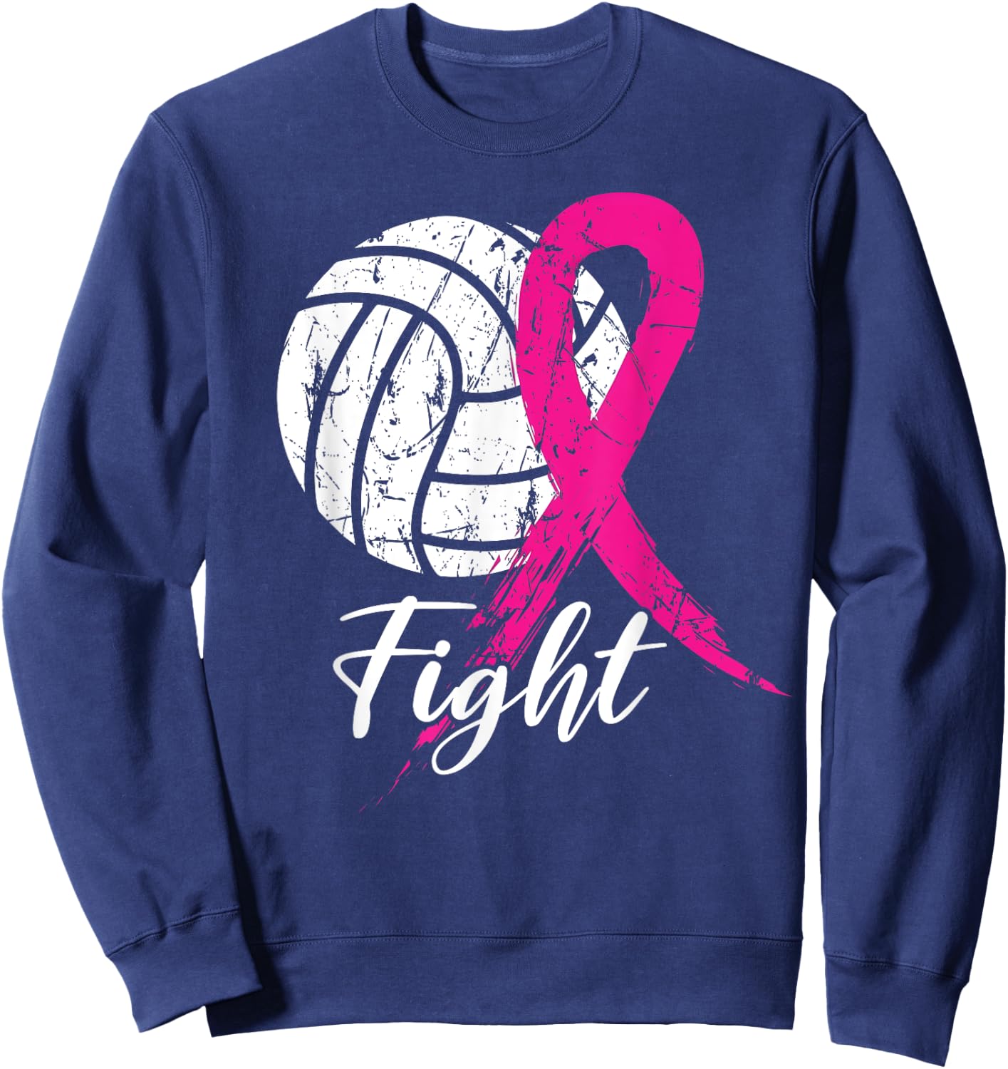 Fight Breast Cancer Volleyball Pink Ribbon Awareness Women Sweatshirt - Sweatshirt | Navy