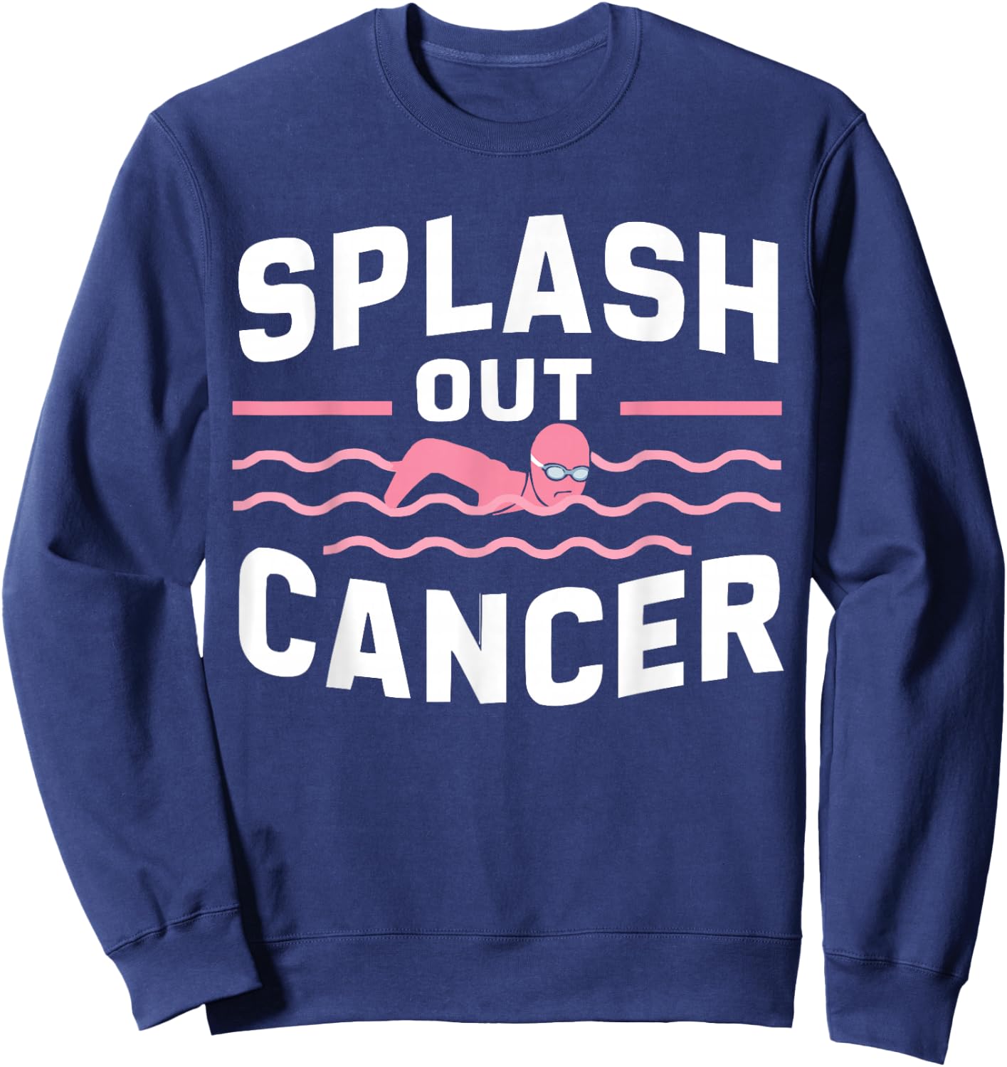 Swimming Breast Cancer Awareness Month Pink Ribbon Sweatshirt - Sweatshirt | Navy
