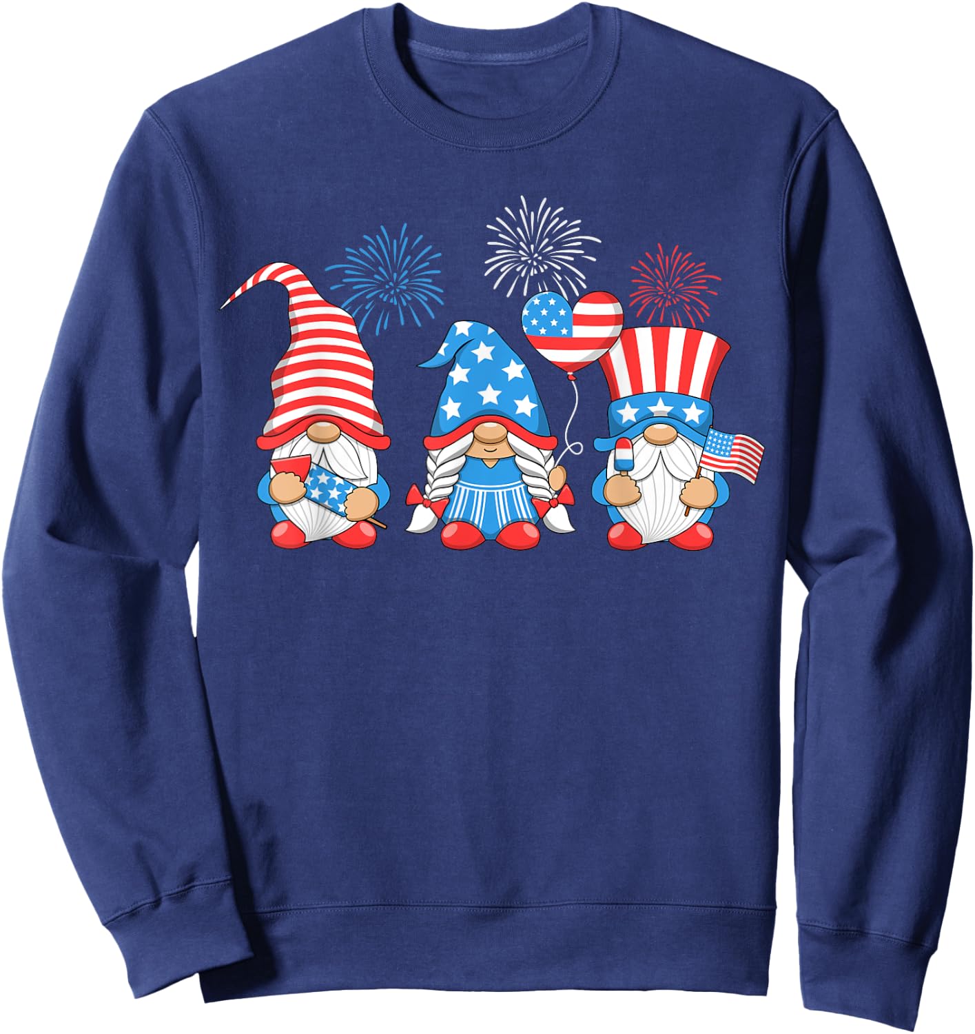Gnomes 4th of July Patriotic American Independence Day USA Kids Men Sweatshirt - Sweatshirt | Navy
