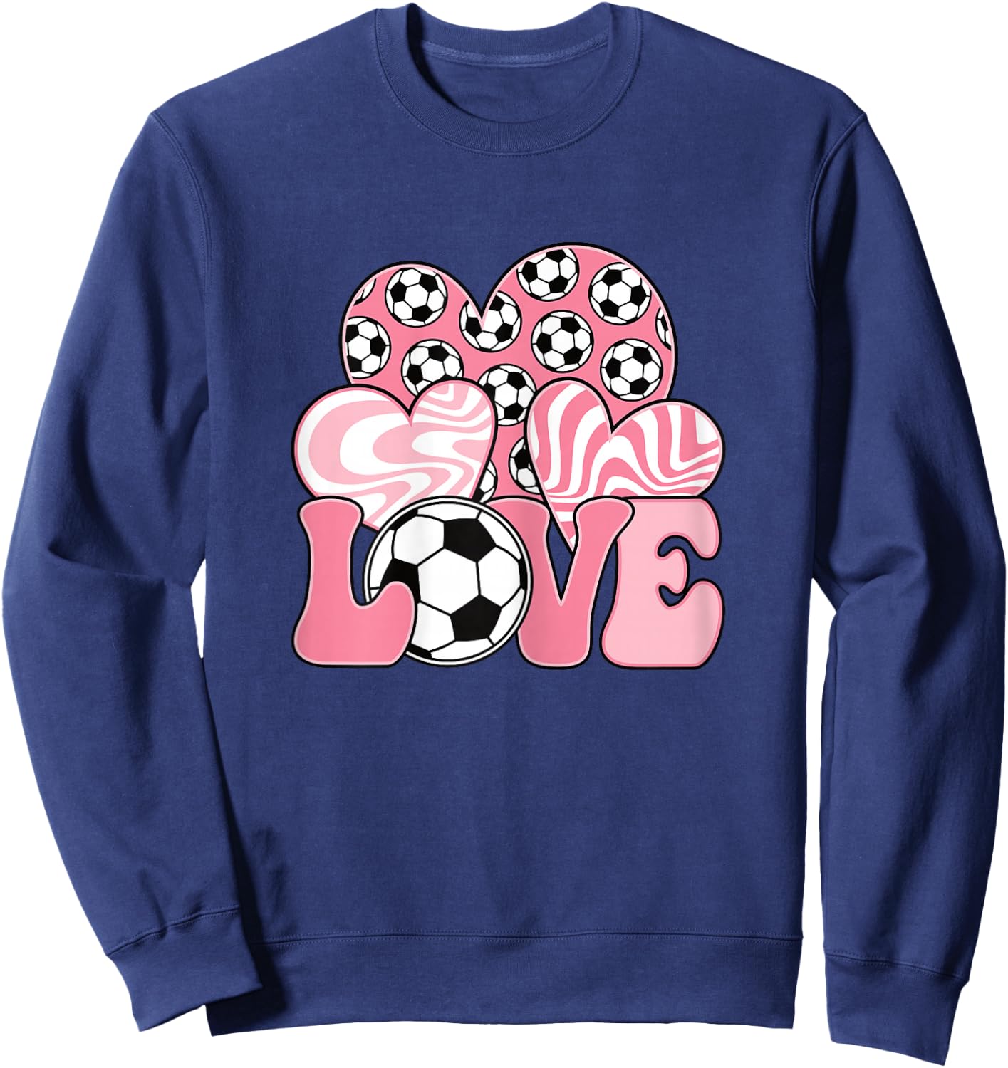 Love Soccer Cute Pink Soccer Lover Women Girls Kids Sweatshirt - Sweatshirt | Navy