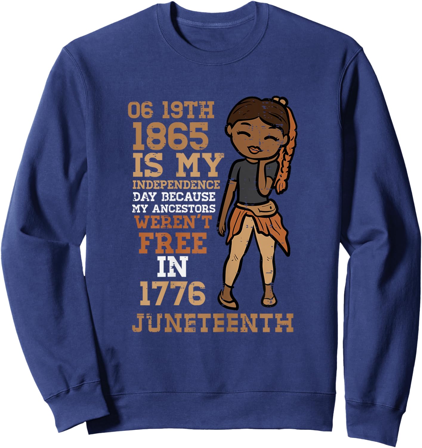 1865 My Independence Day Juneteenth Black Girl Women Kids Sweatshirt - Sweatshirt | Navy