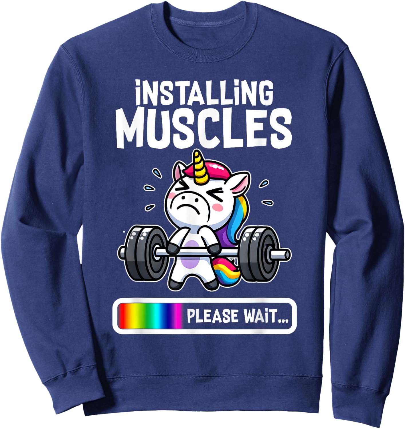 Funny Cute Unicorn Workout Gym Fitness Weightlifting Gift Sweatshirt - Sweatshirt | Navy