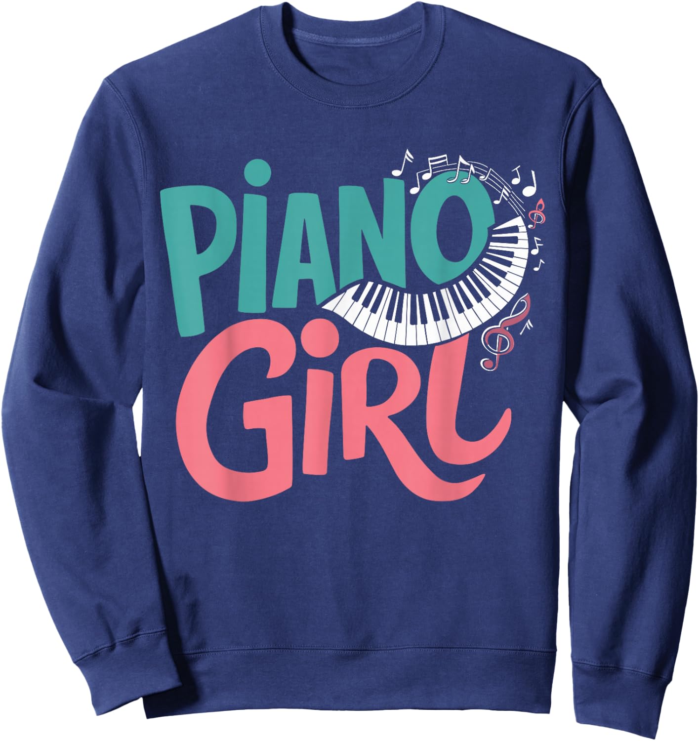 Piano Girl Pianist Music , Small, Black Sweatshirt - Sweatshirt | Navy