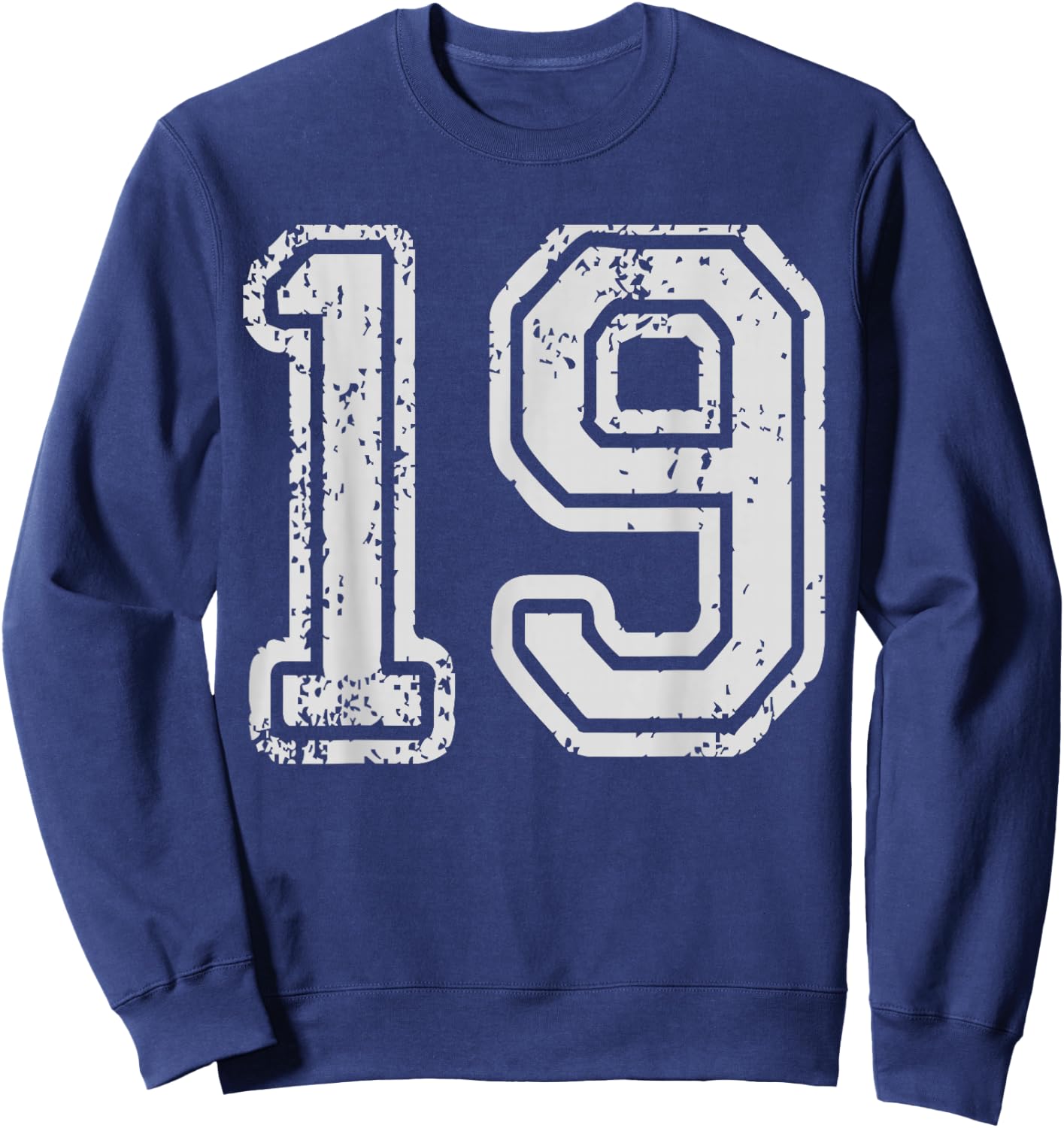 Team Jersey Uniforms Number 19 School Sports 19th Birthday Sweatshirt - Sweatshirt | Navy