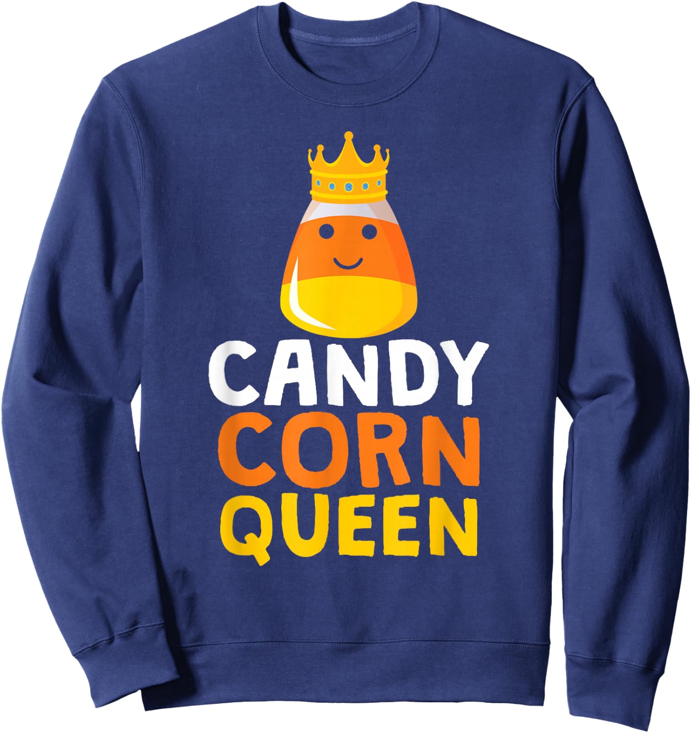 Candy Corn Queen Cute Halloween Kawaii Crown Sweatshirt - Sweatshirt | Navy