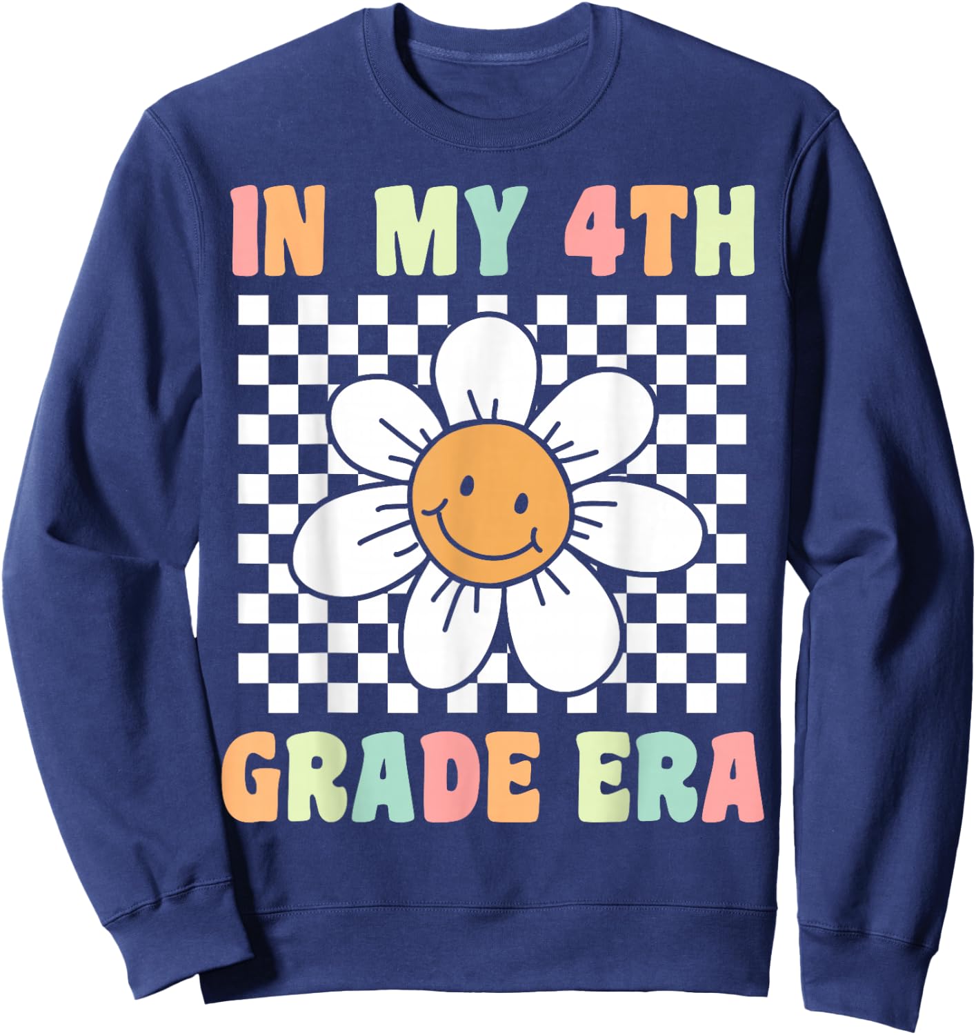 In My 4th Grade Era Cute Groovy Fourth Grade Back to School Sweatshirt - Sweatshirt | Navy