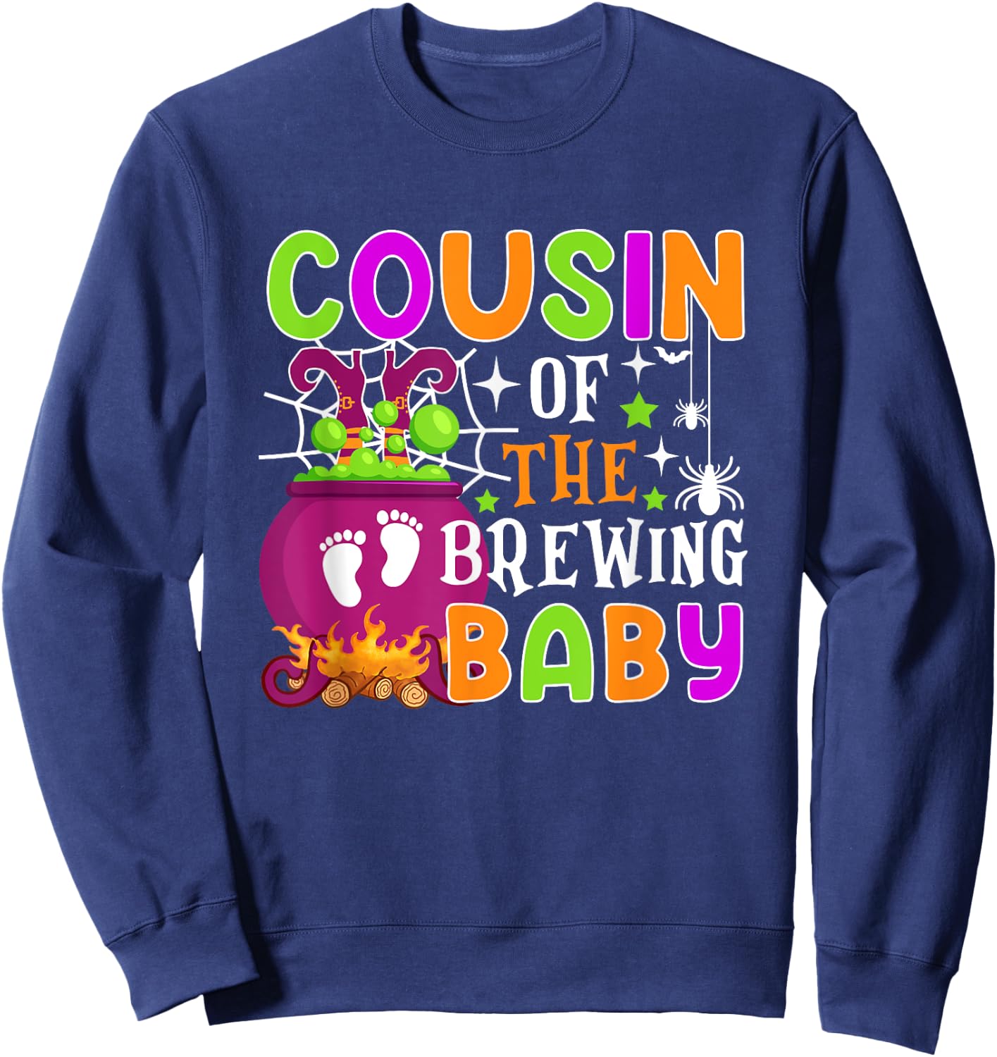 Cousin of Brewing Baby Halloween Theme Baby Shower Spooky Sweatshirt - Sweatshirt | Navy