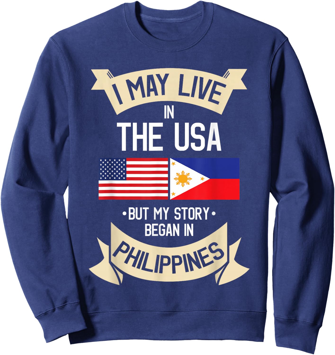 Philippines American Flag USA Filipino Roots Gifts Sweatshirt - Sweatshirt | Navy