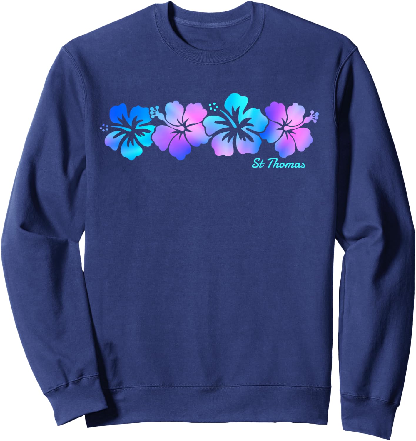 St Thomas Hibiscus Flower Vacation Souvenir Sweatshirt - Sweatshirt | Navy