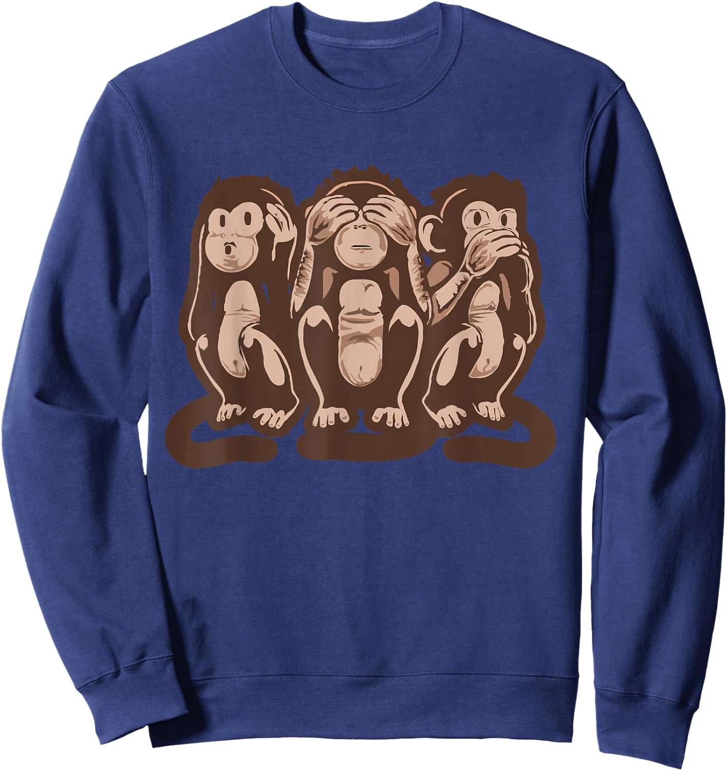 Three Wise Monkeys Speak Hear & See No Evil Sweatshirt - Sweatshirt | Navy