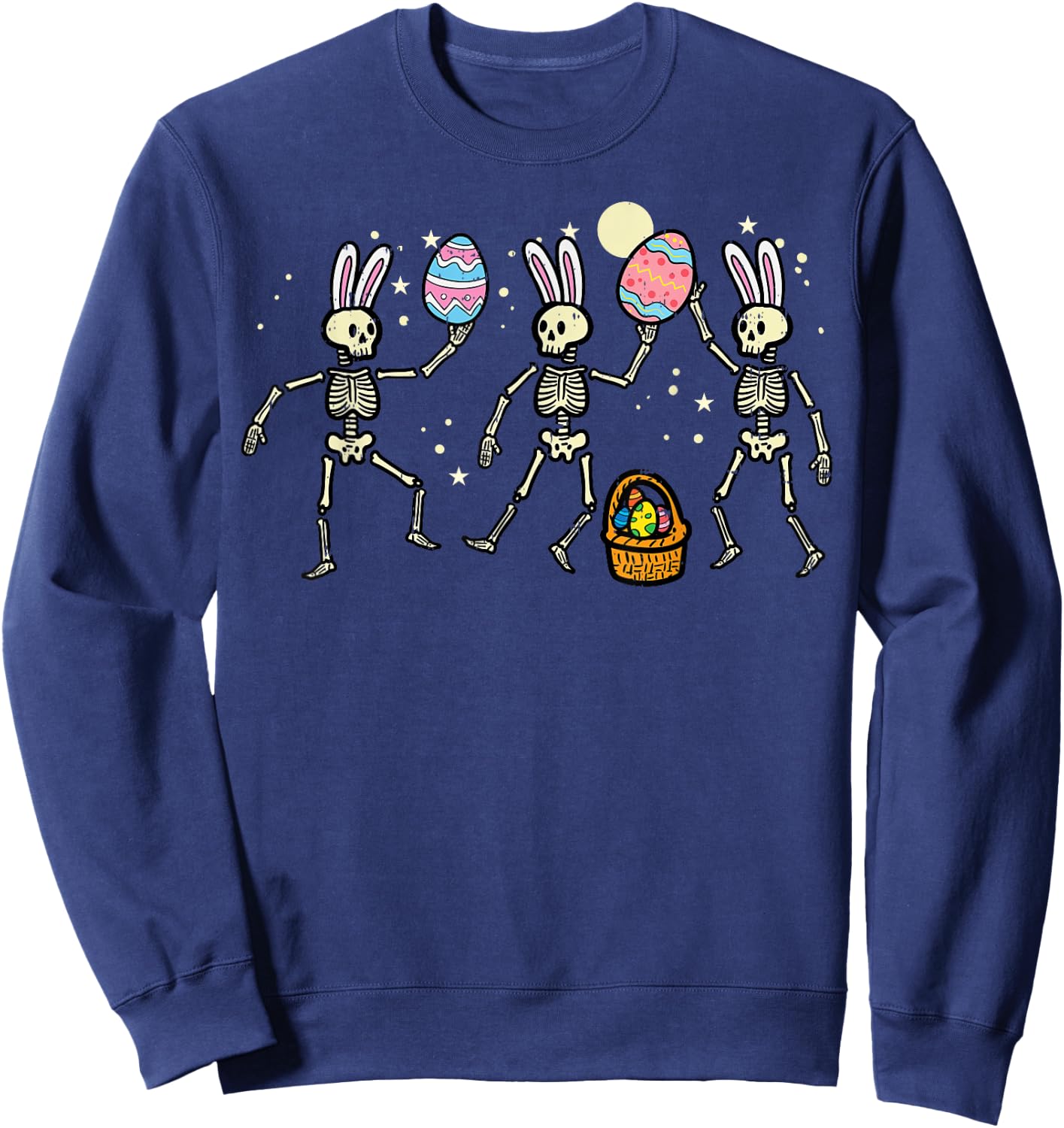 Easter Skeletons Dancing Eggs Funny Bones Men Women Kids Sweatshirt - Sweatshirt | Navy