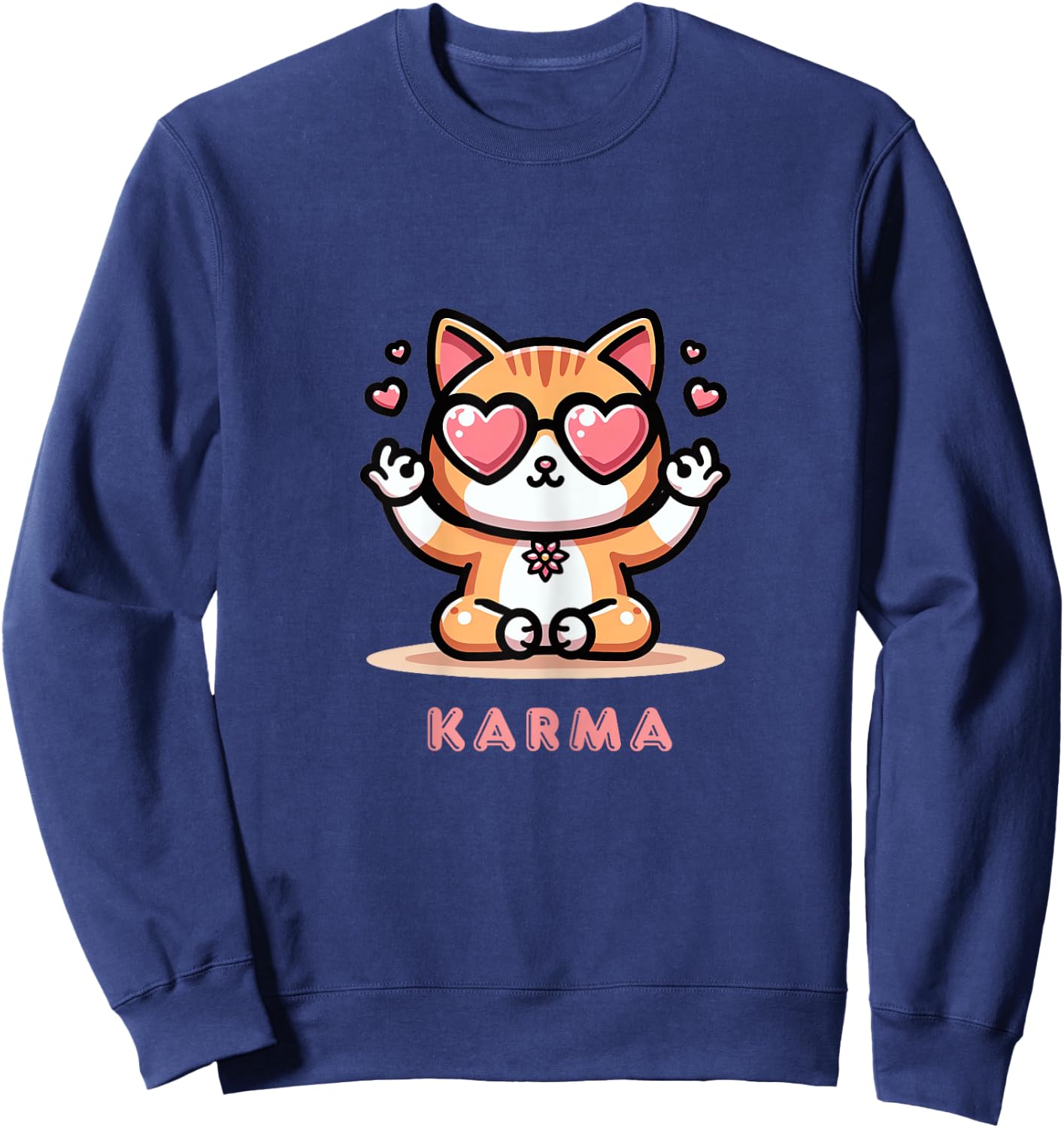 Karma Cat Girls Kids Sweatshirt - Sweatshirt | Navy