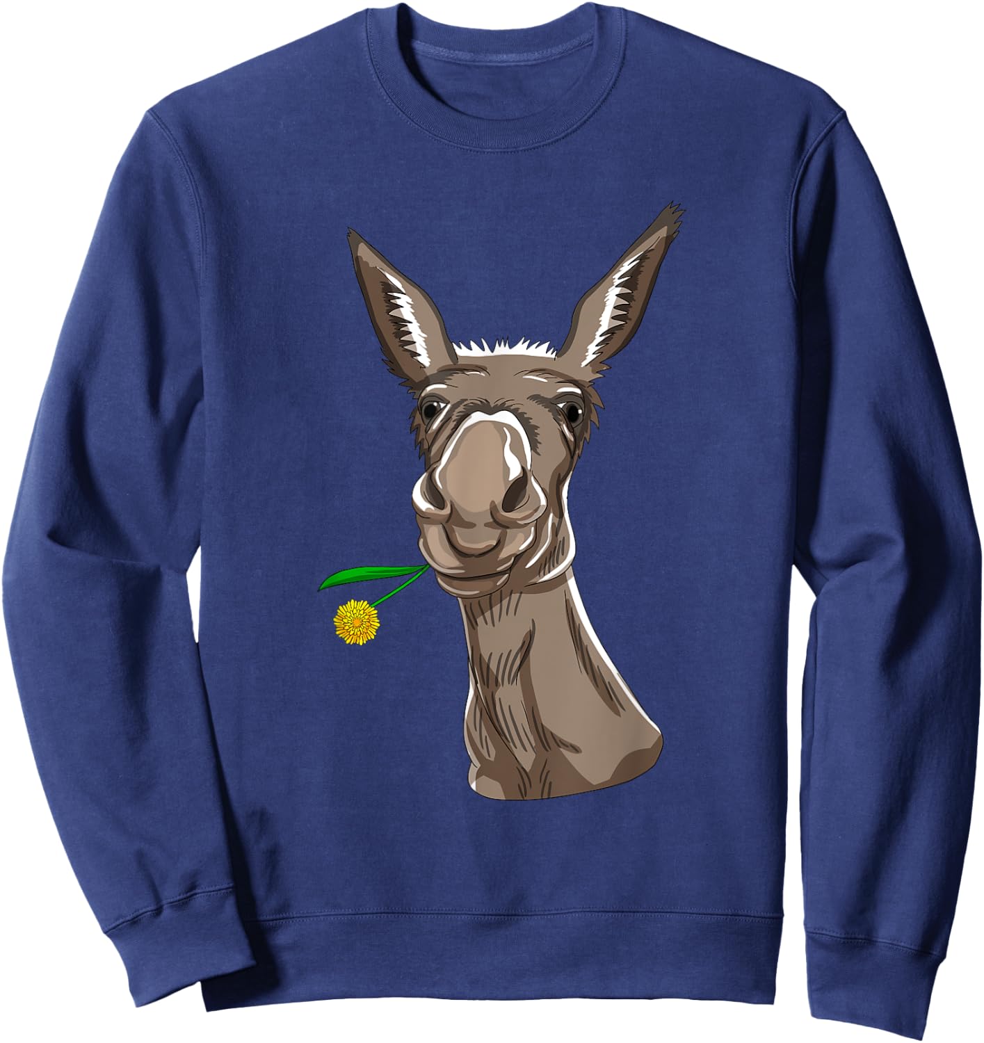 Donkey with Flower on Mouth Cute Mule Jack Burro Horse Gift Sweatshirt - Sweatshirt | Navy