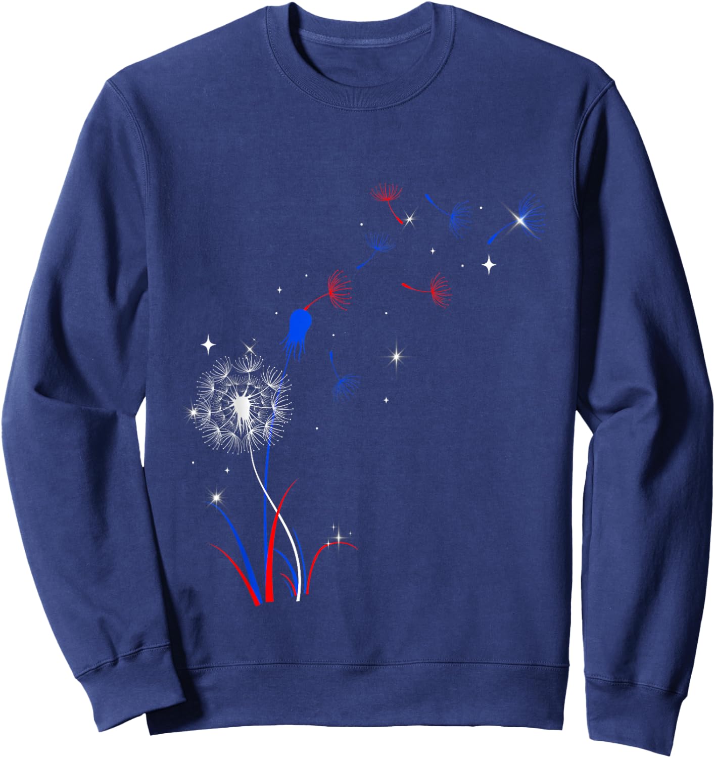 Dandelion 4th Of July Cute Flower American Patriotic Sweatshirt - Sweatshirt | Navy