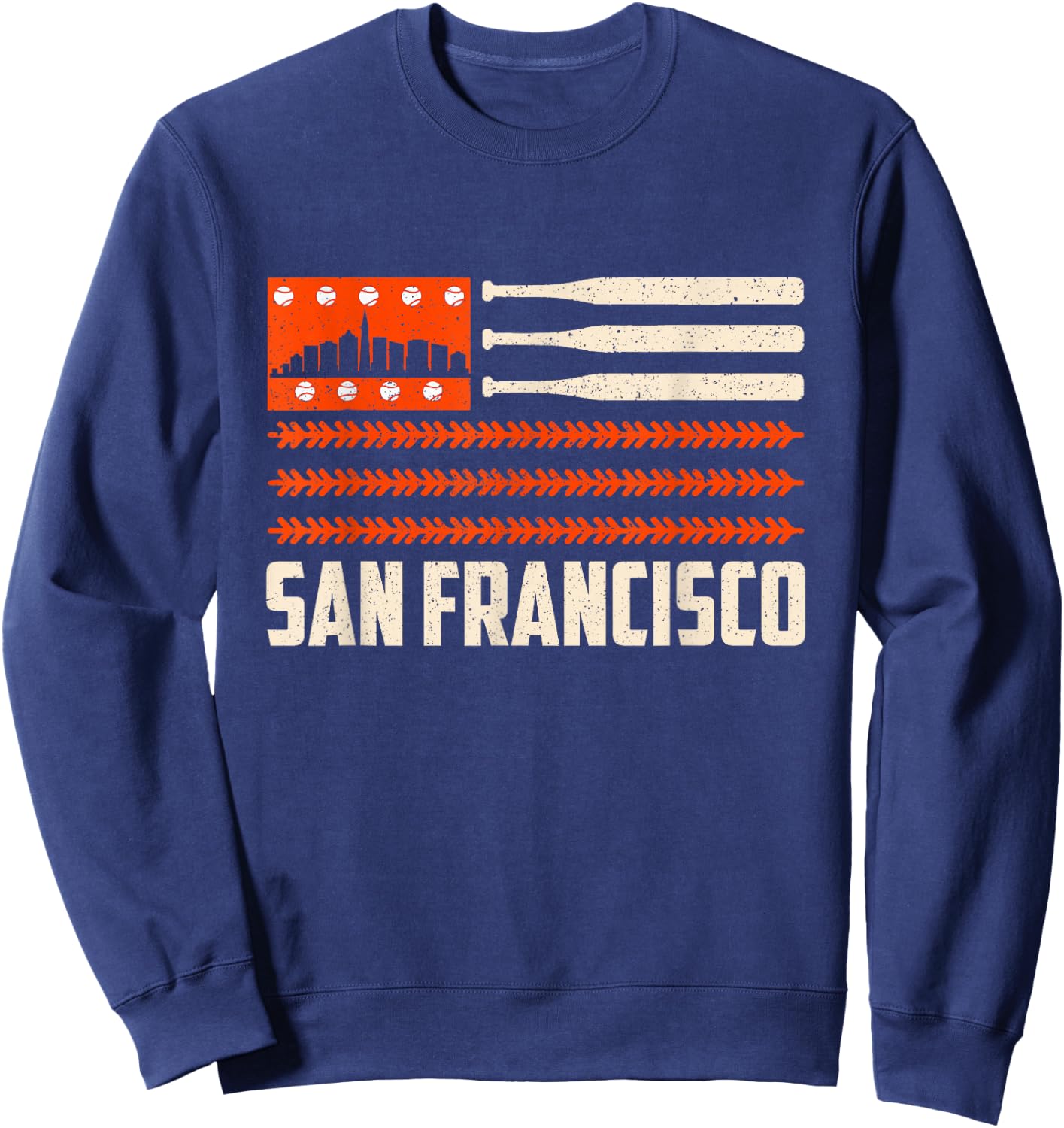 San Francisco Baseball Flag Patriotic Vintage Sweatshirt - Sweatshirt | Navy