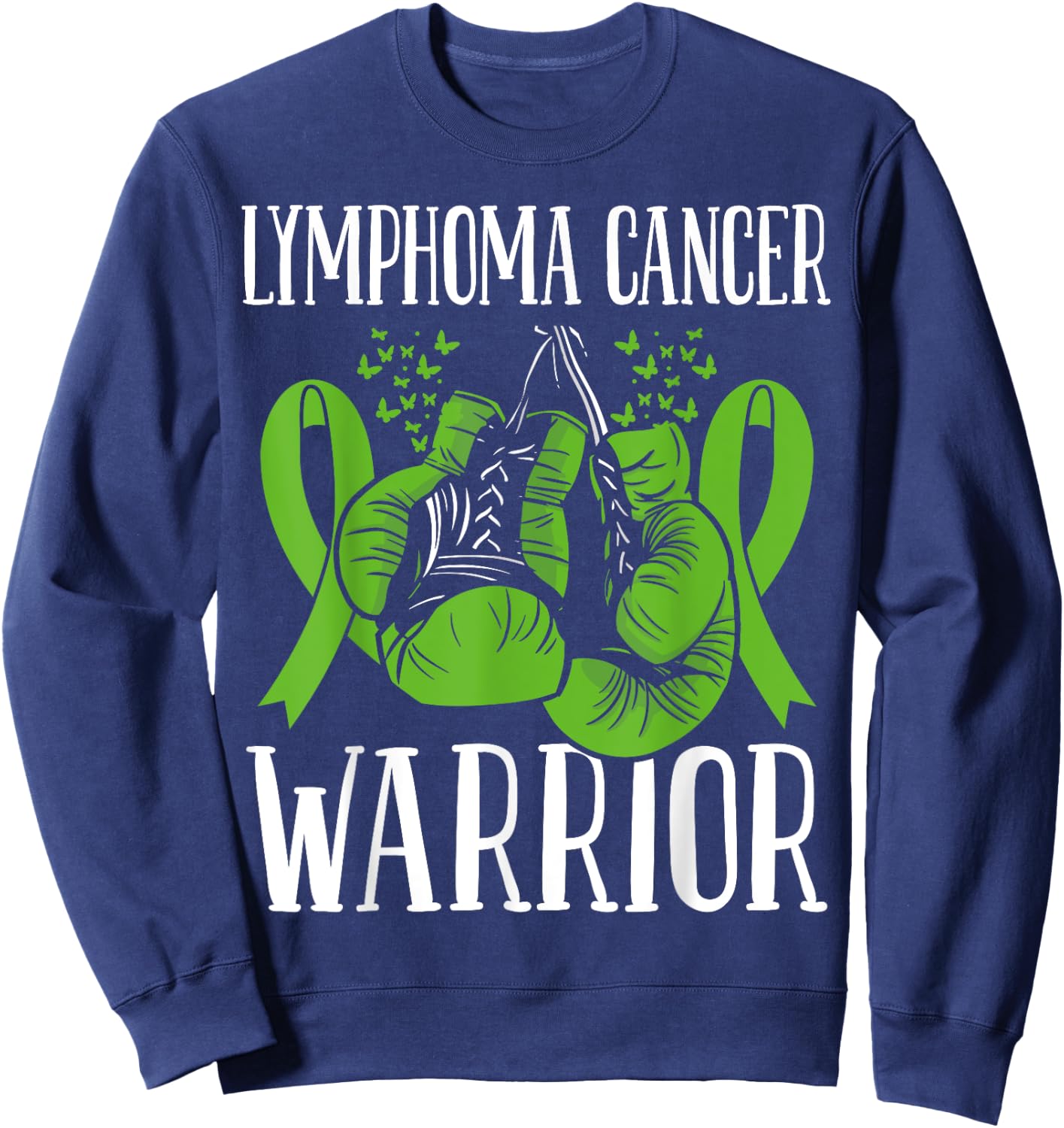 Lymphoma Cancer Awareness Month Warrior Ribbon Boxing Gloves Sweatshirt - Sweatshirt | Navy