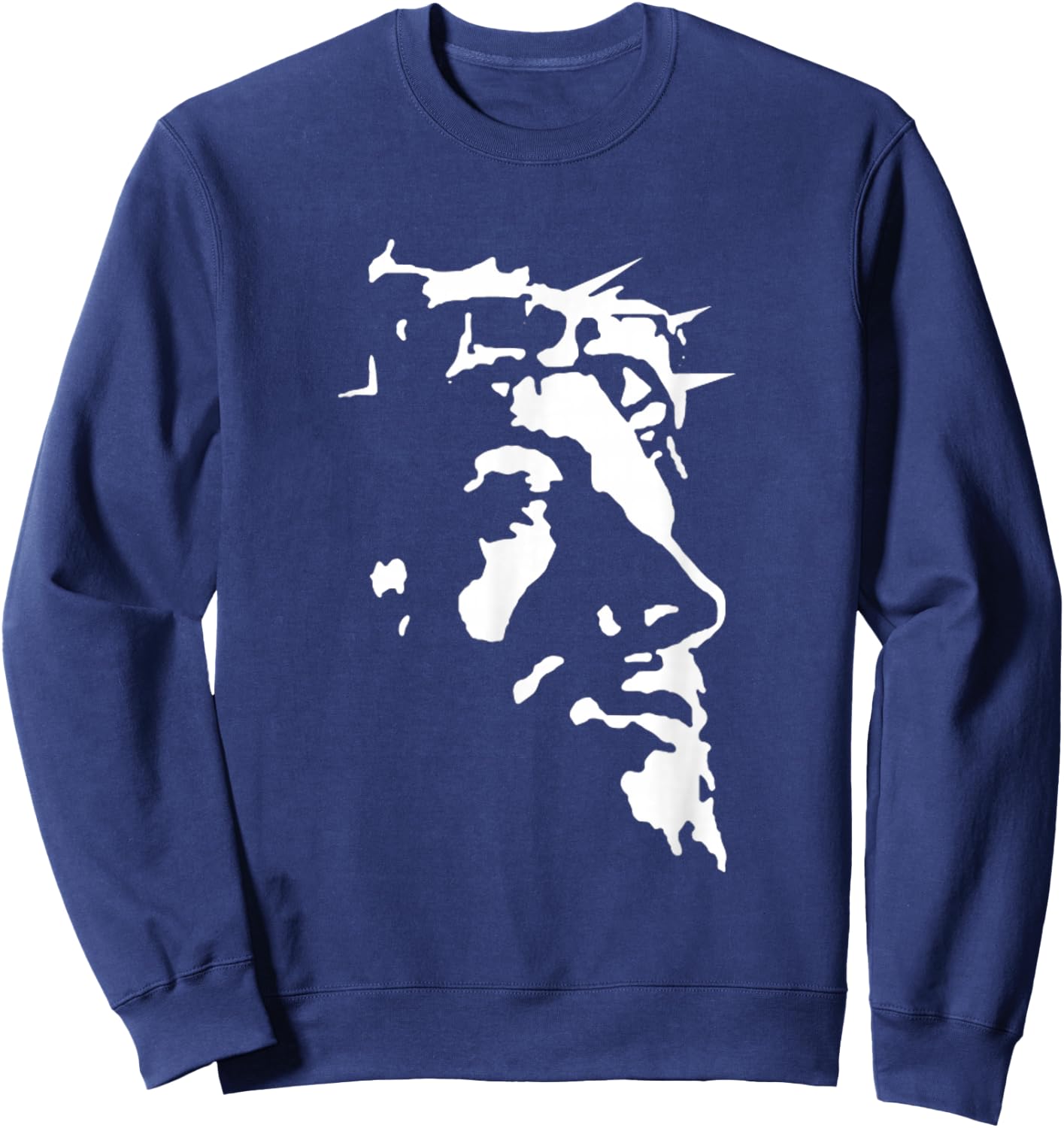 Jesus Christ Face With Crown Of Thorns God Bible Sweatshirt - Sweatshirt | Navy