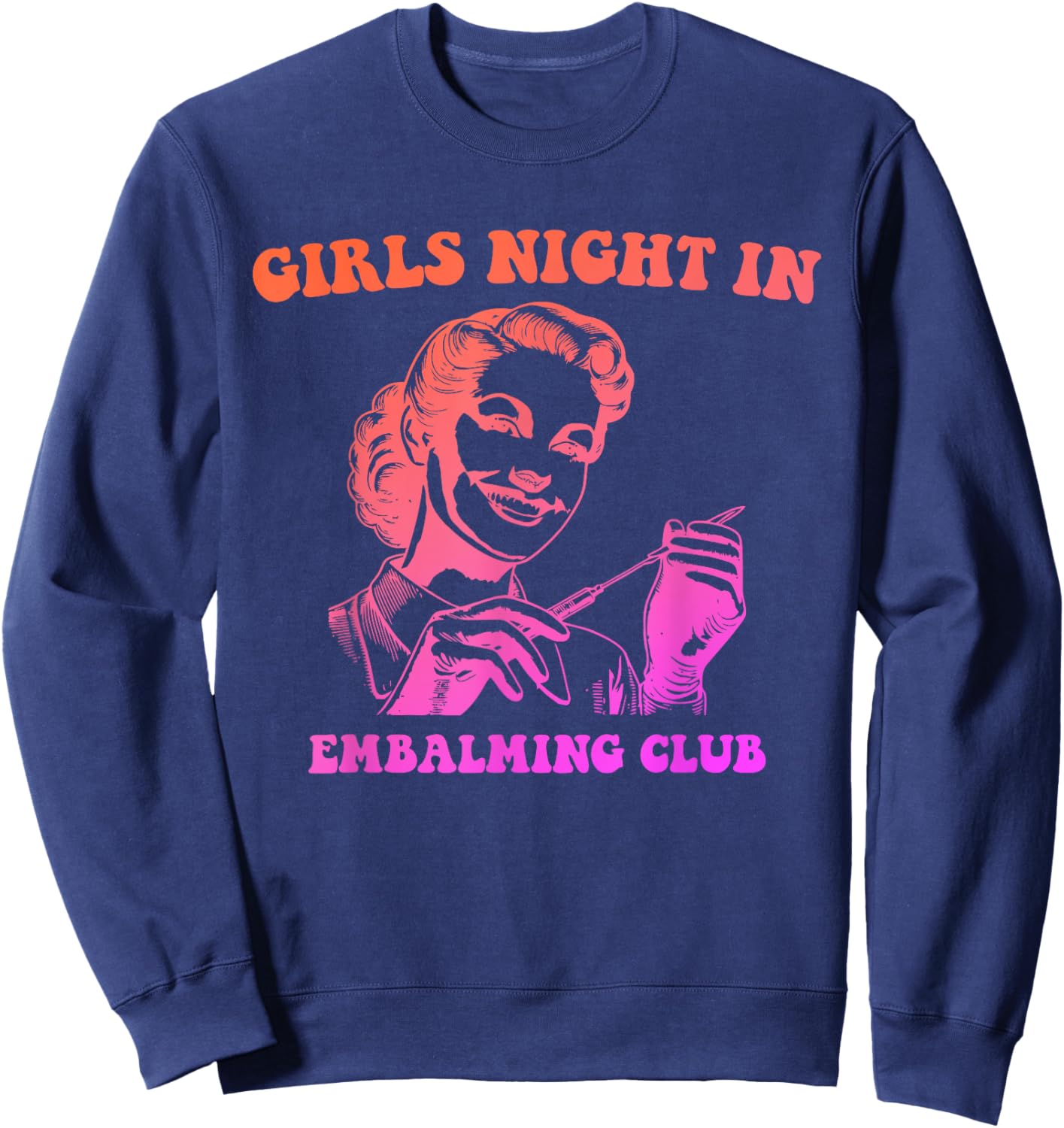 Girls Night In Embalming Club Vintage Sweatshirt - Sweatshirt | Navy
