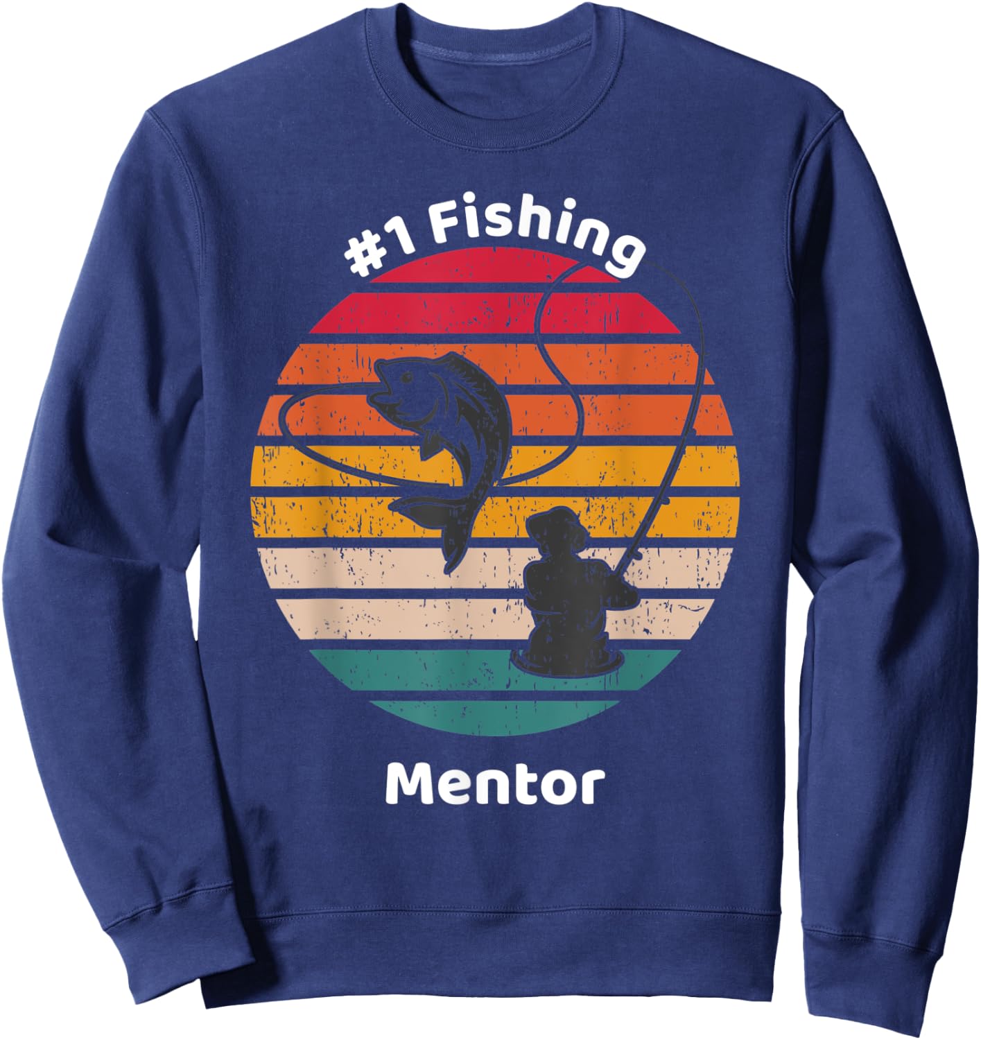 #1 Fishing Mentor Graphic Fisherman Fathers Day Gift Sweatshirt - Sweatshirt | Navy