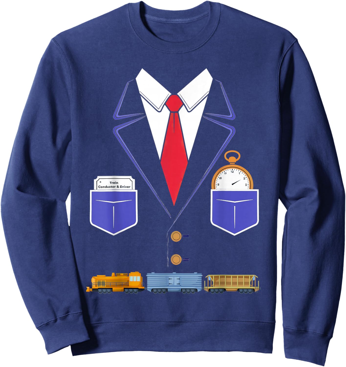 Train Conductor Costume Outfit Idea for Kids Train Driver Sweatshirt - Sweatshirt | Navy