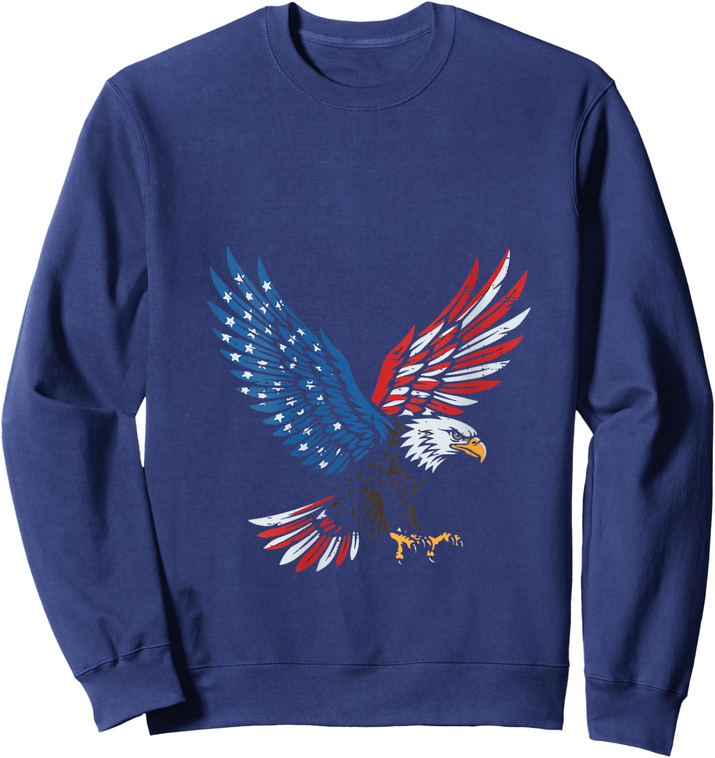 Women's 4th of July Flying Eagle US Flag Patriotic Men Women Kids V-Neck Sweatshirt - Sweatshirt | Navy