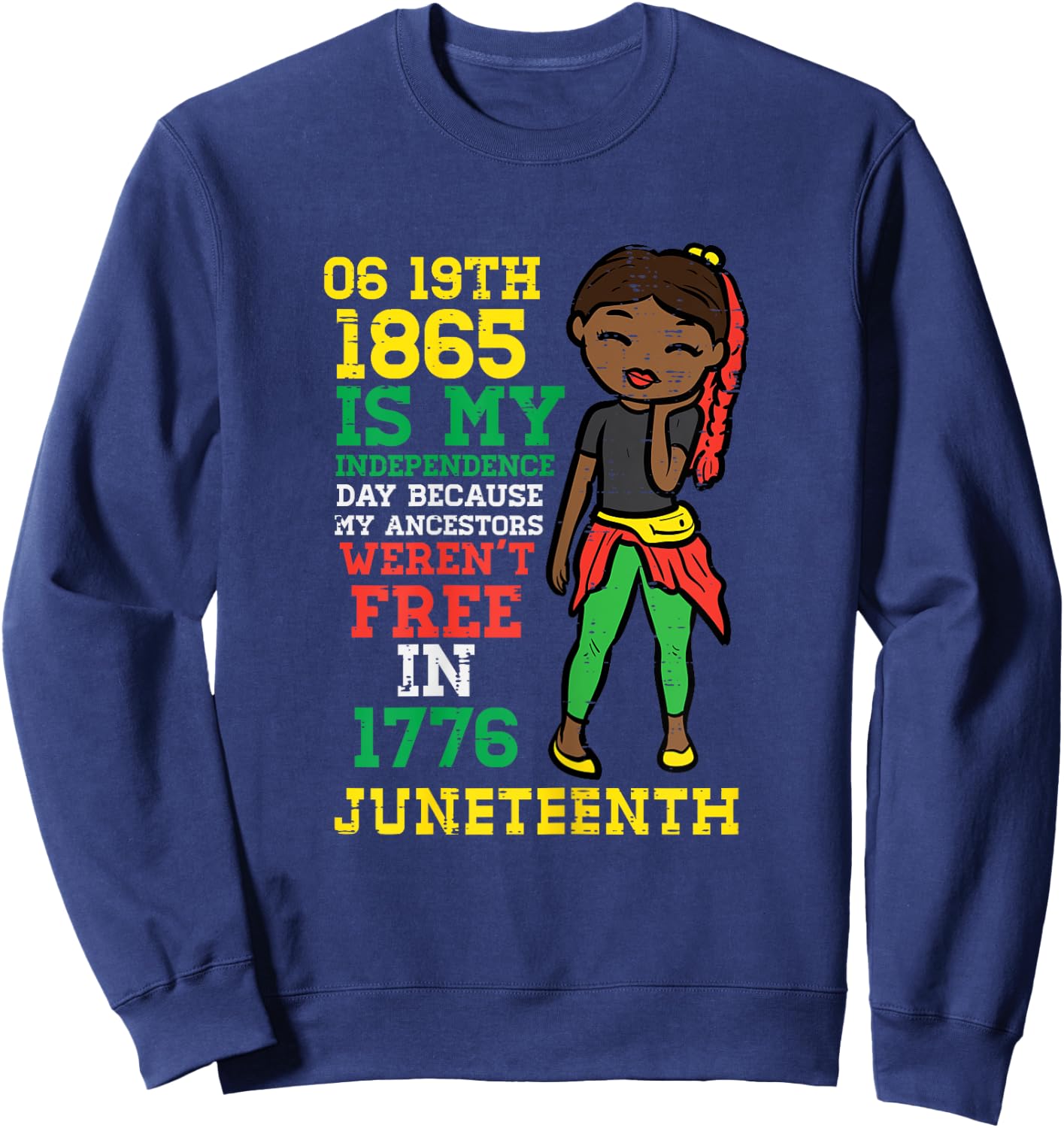 Juneteenth 1865 My Independence Day African Girls Kids Youth Sweatshirt - Sweatshirt | Navy
