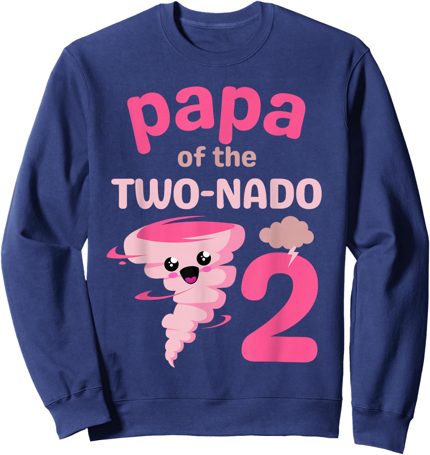 Papa of the Two-nado Tornado Theme 2nd Birthday Party Kids Sweatshirt - Sweatshirt | Navy