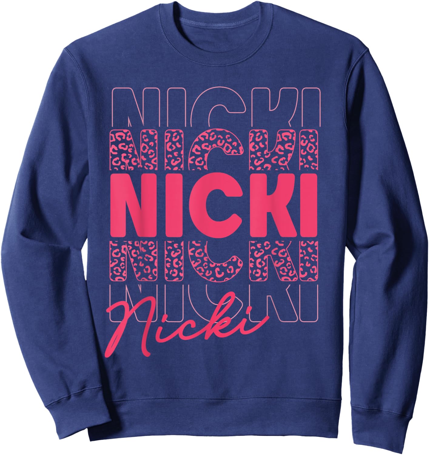 Girl Retro NICKI First Name Personalized Birthday Sweatshirt - Sweatshirt | Navy