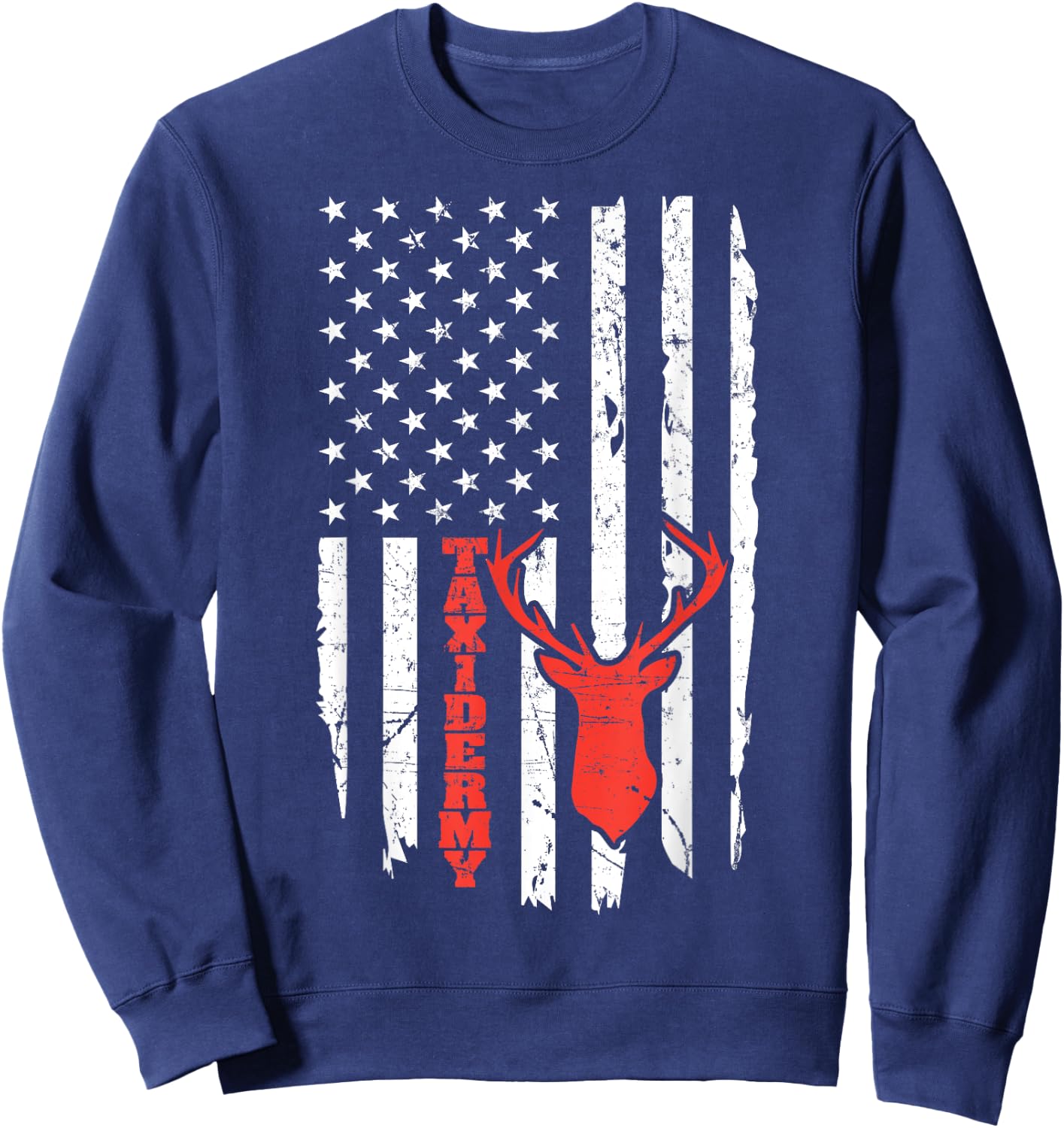 Taxidermy Deer American Flag Kids Men Sweatshirt - Sweatshirt | Navy