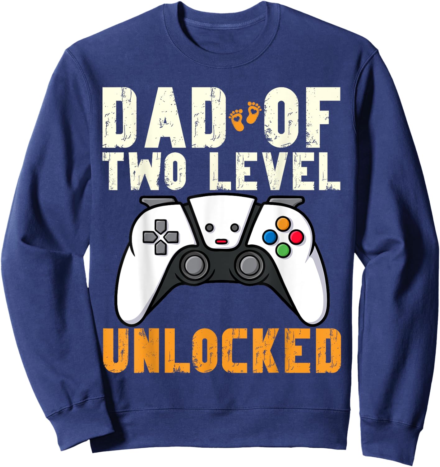 Daddy Again Leveled Up To Dad of 2 Gamer Dad Level Unlocked Sweatshirt - Sweatshirt | Navy