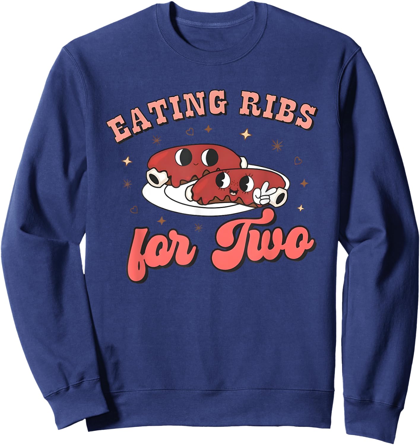 Eating Ribs for Two Pregnancy Announcement BBQ Baby Reveal Sweatshirt - Sweatshirt | Navy