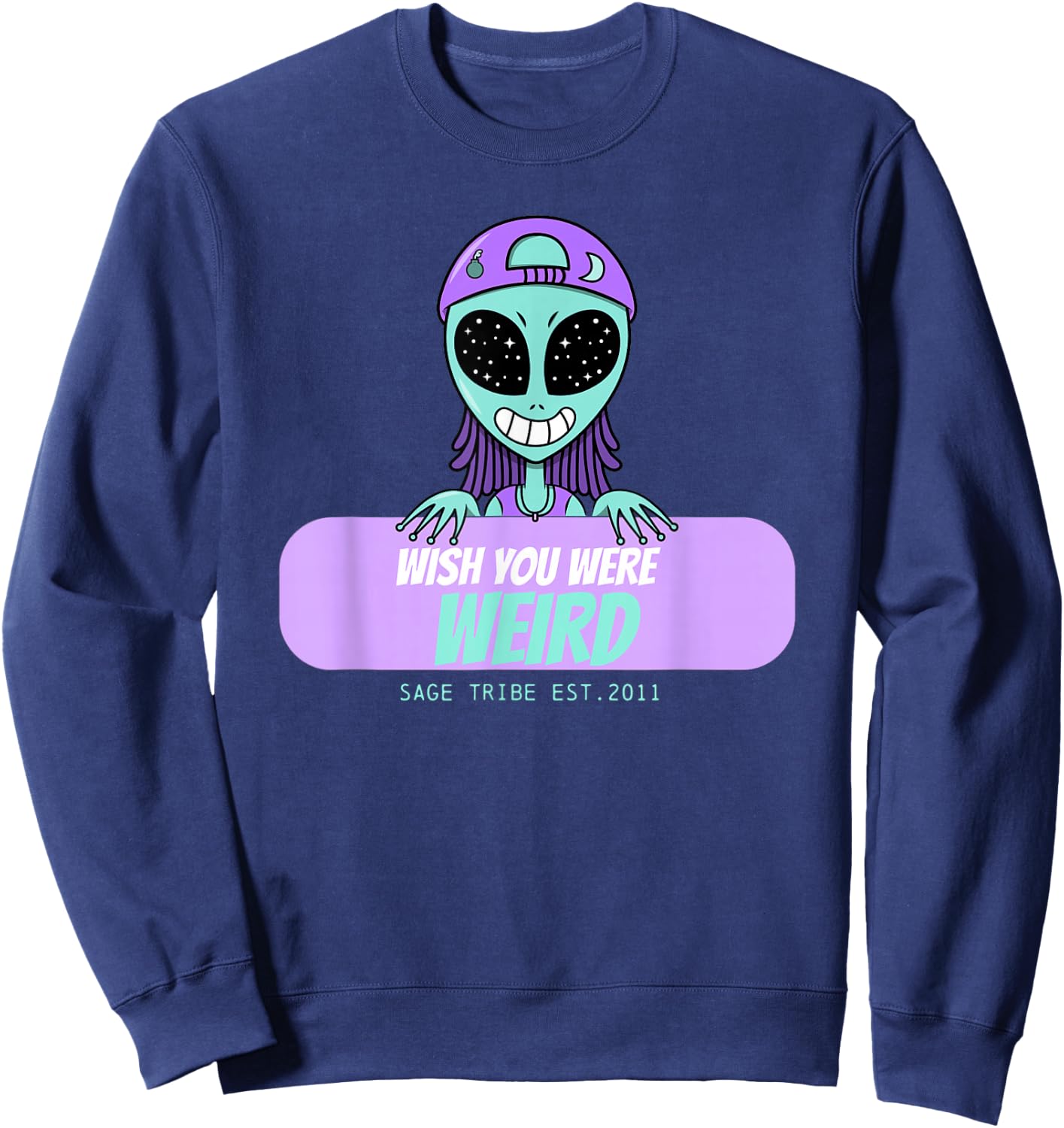 Wish You Were Weird Alien Sweatshirt - Sweatshirt | Navy