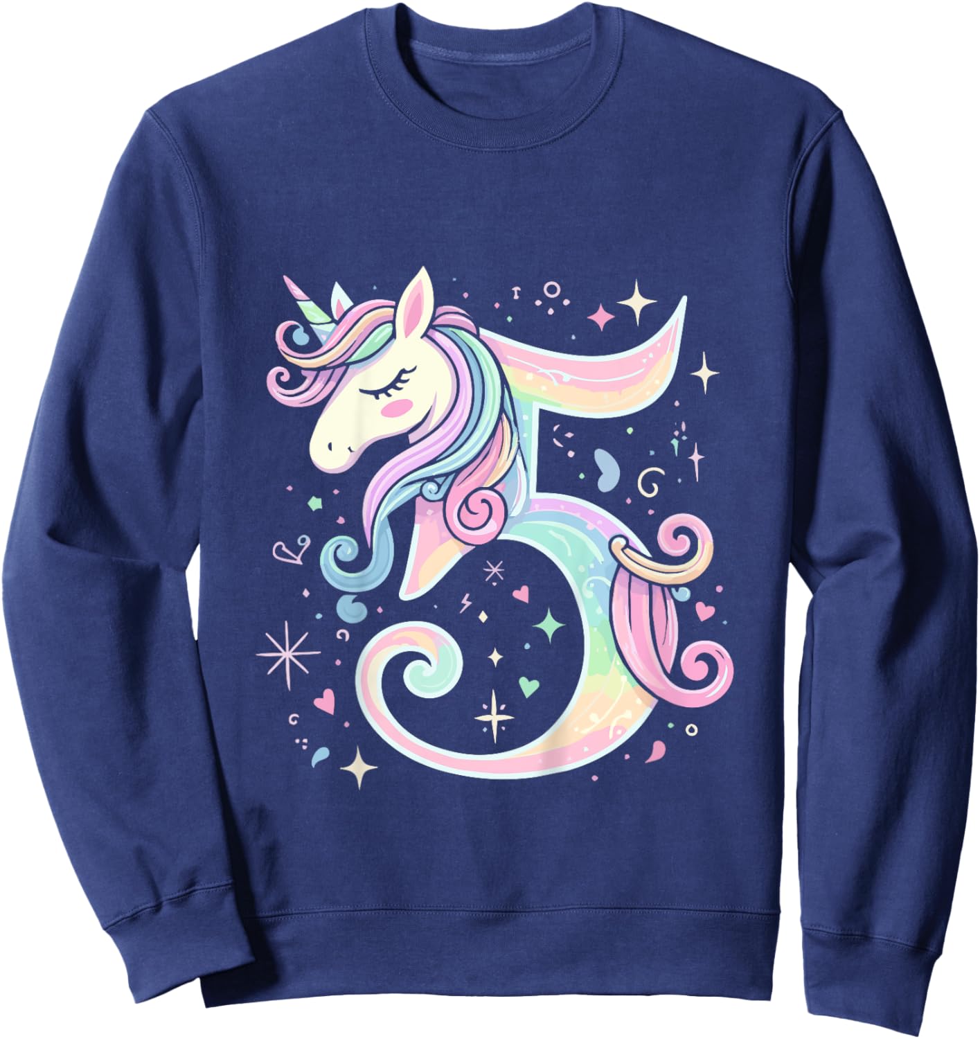 5th Birthday Party Unicorn 5 Years Old Unicorns Sweatshirt - Sweatshirt | Navy