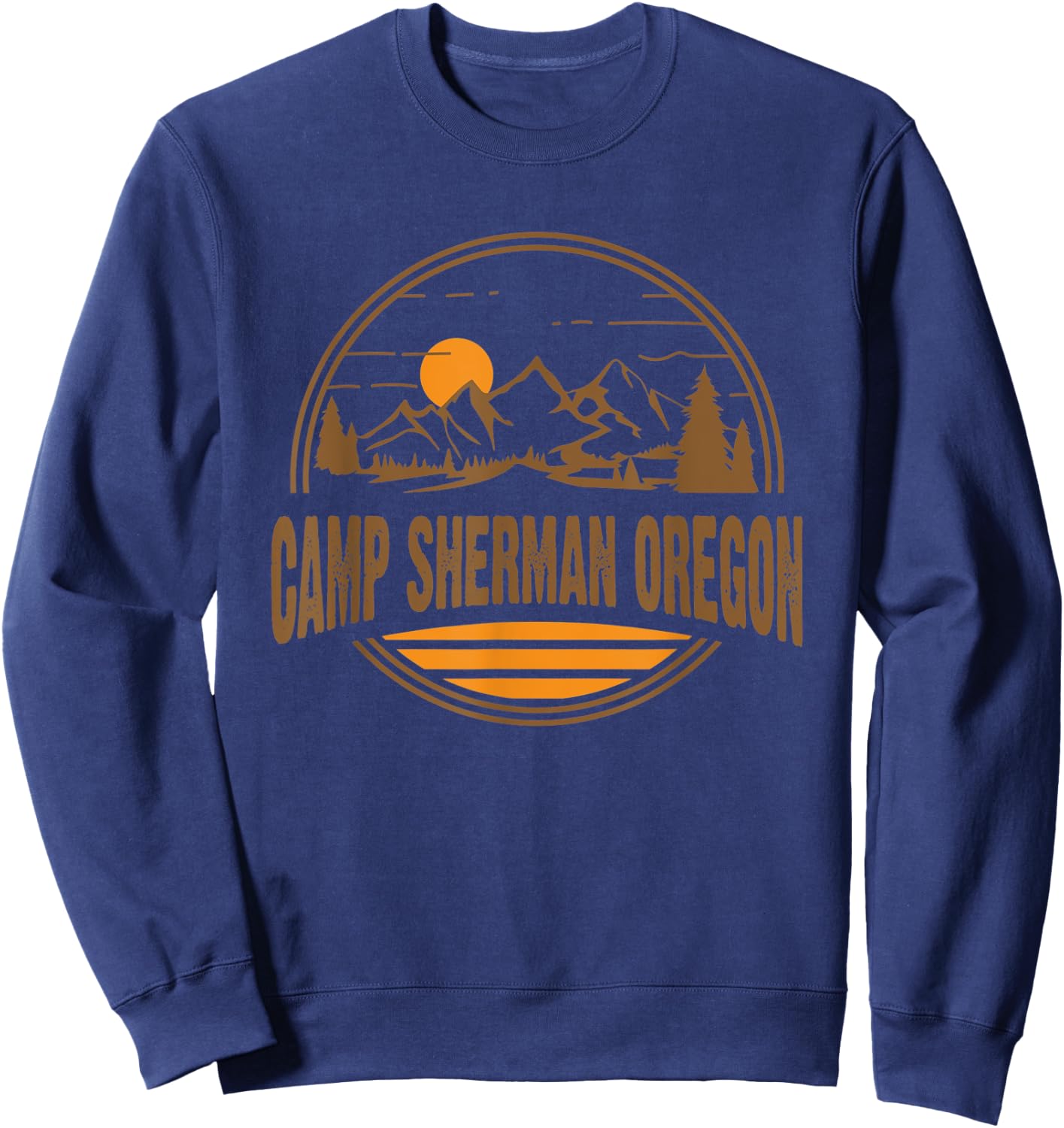 Vintage Camp Sherman, Oregon Mountain Hiking Souvenir Print Sweatshirt - Sweatshirt | Navy