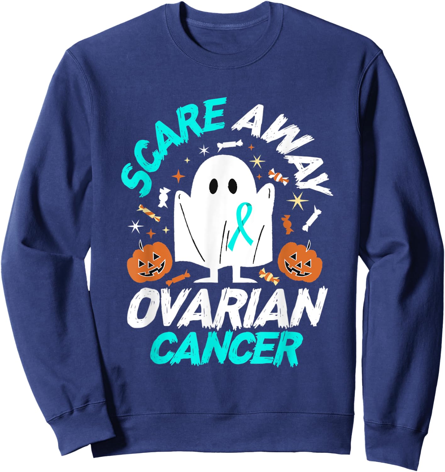 Halloween Ovarian Cancer Awareness Sweatshirt - Sweatshirt | Navy